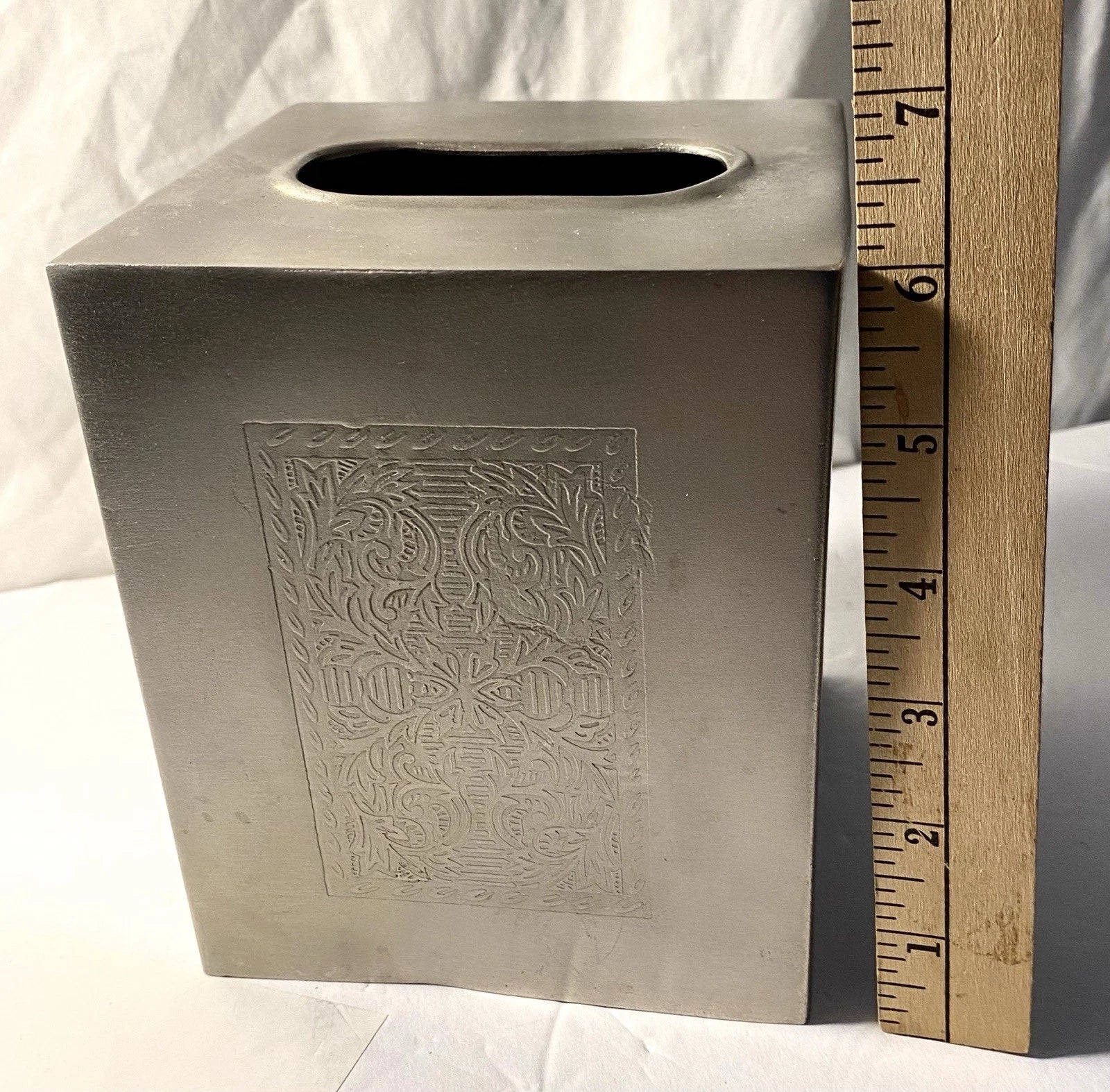 Silver Metal Tissue Box Cover With Design On 2 Sides | eBay