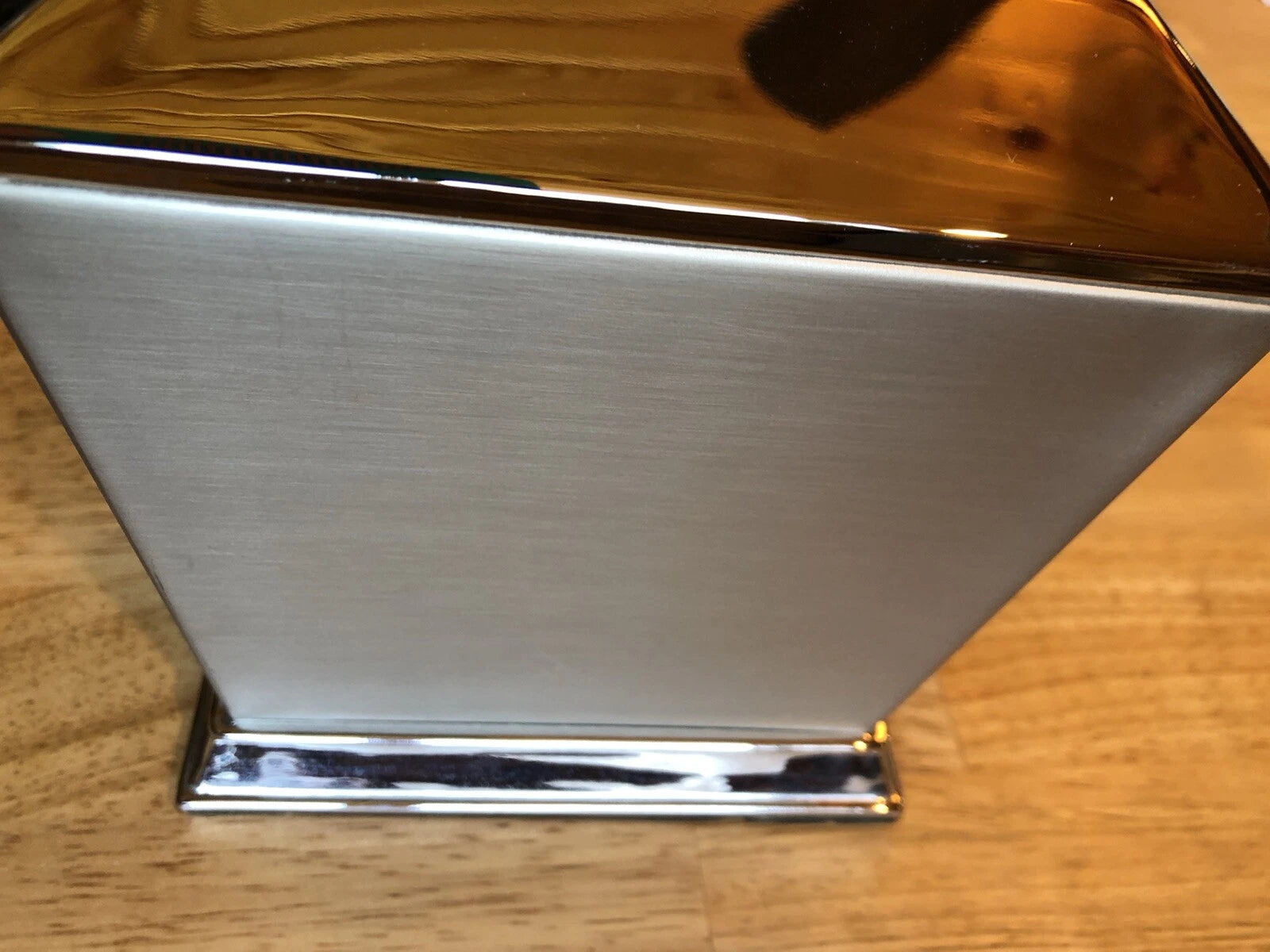 Silver Metal 6x6 Square Tissue Box Cover Matte Sides Shiny Top Trim Rubber Base | eBay