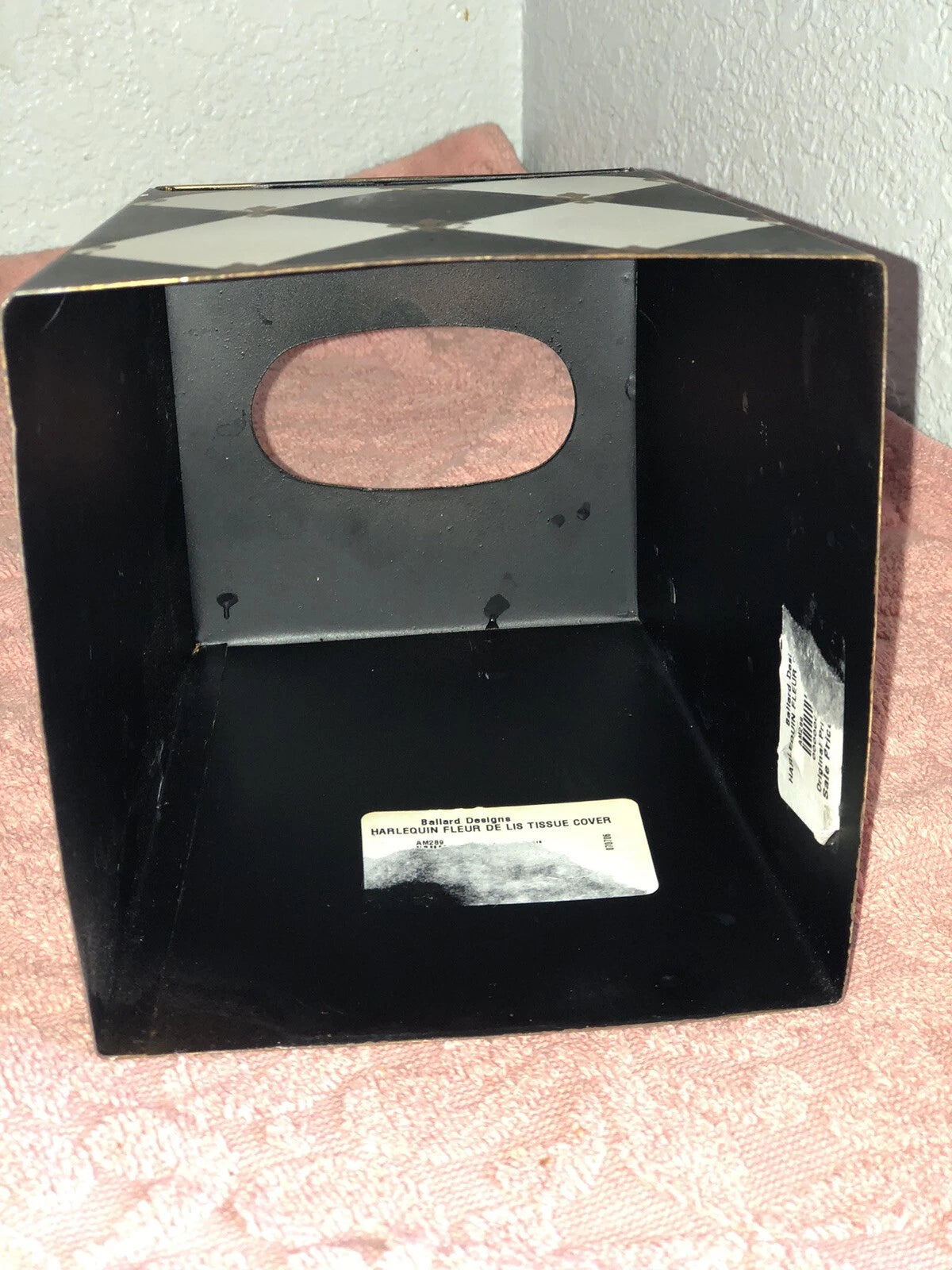 Vintage Mid Century Metal Painted Harlequin Fleur De Lis Tissue Box Holder | eBay