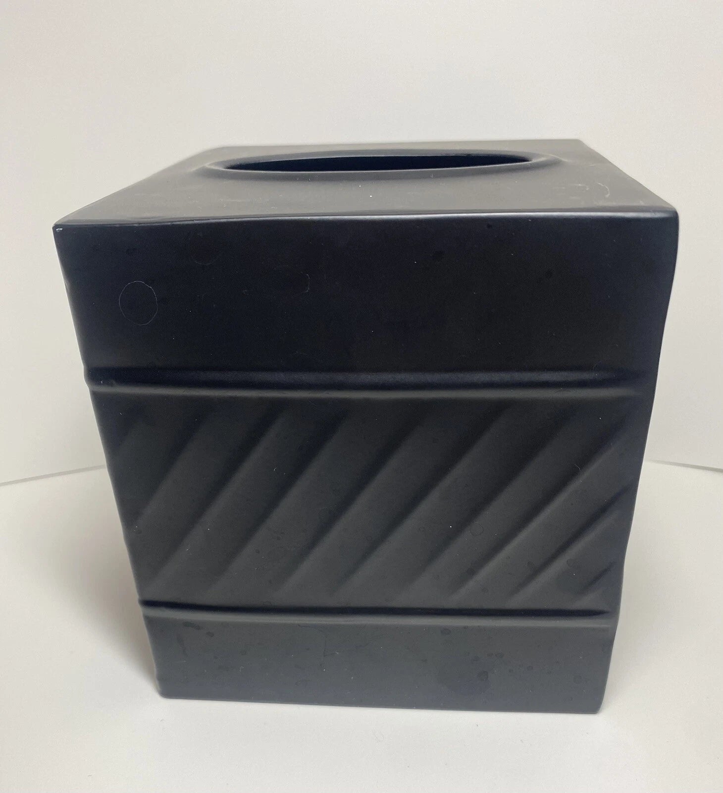 Metal Tissue Box Cover MATTE BLACK Square 5” X 5” X 5.25H Hammered Design | eBay