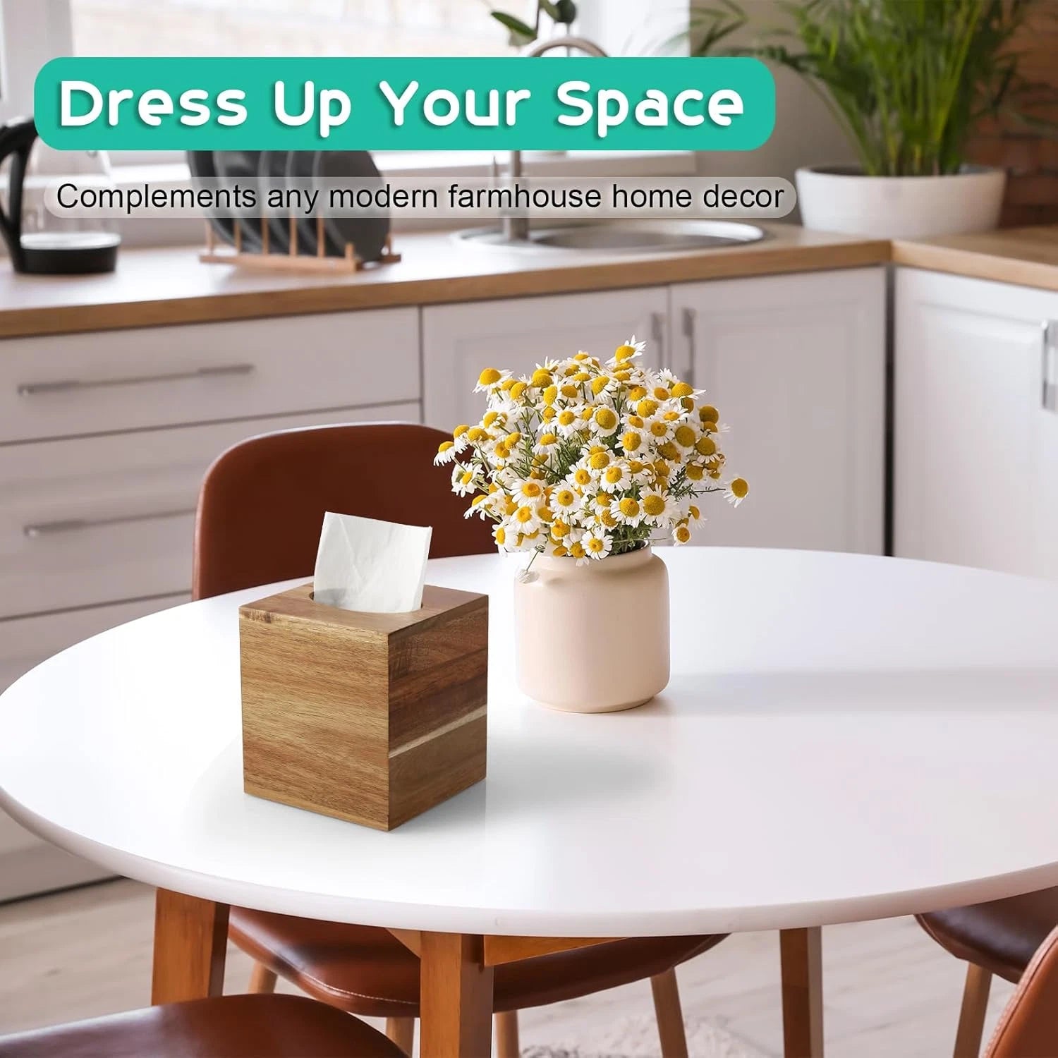 Tissue Box Cover Square - Acacia Wood Tissue Box Holder for Tabletop Night Stand | eBay