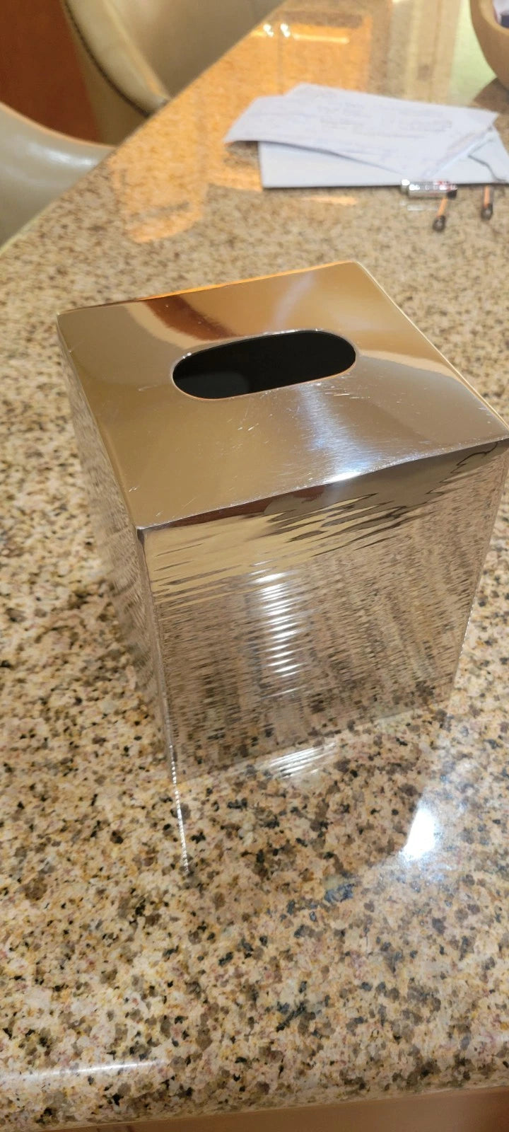 HOTEL COLLECTION Textured Silver Metal India Boutique Tissue Box Cover SEE PICS | eBay