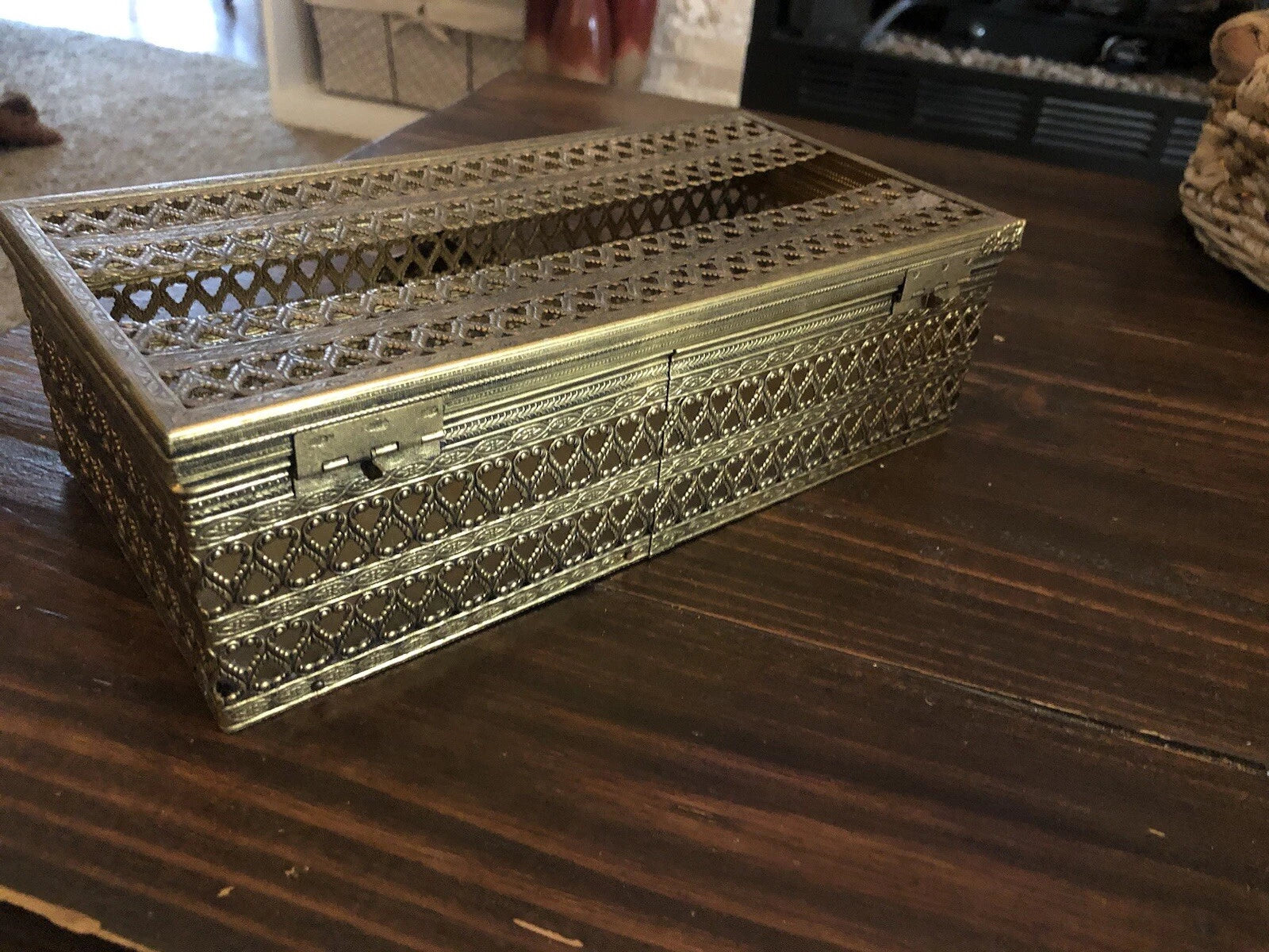 Vintage Gold Filigree Kleenex Tissue Box Holder Boudoir Hollywood Regency MCM | eBay