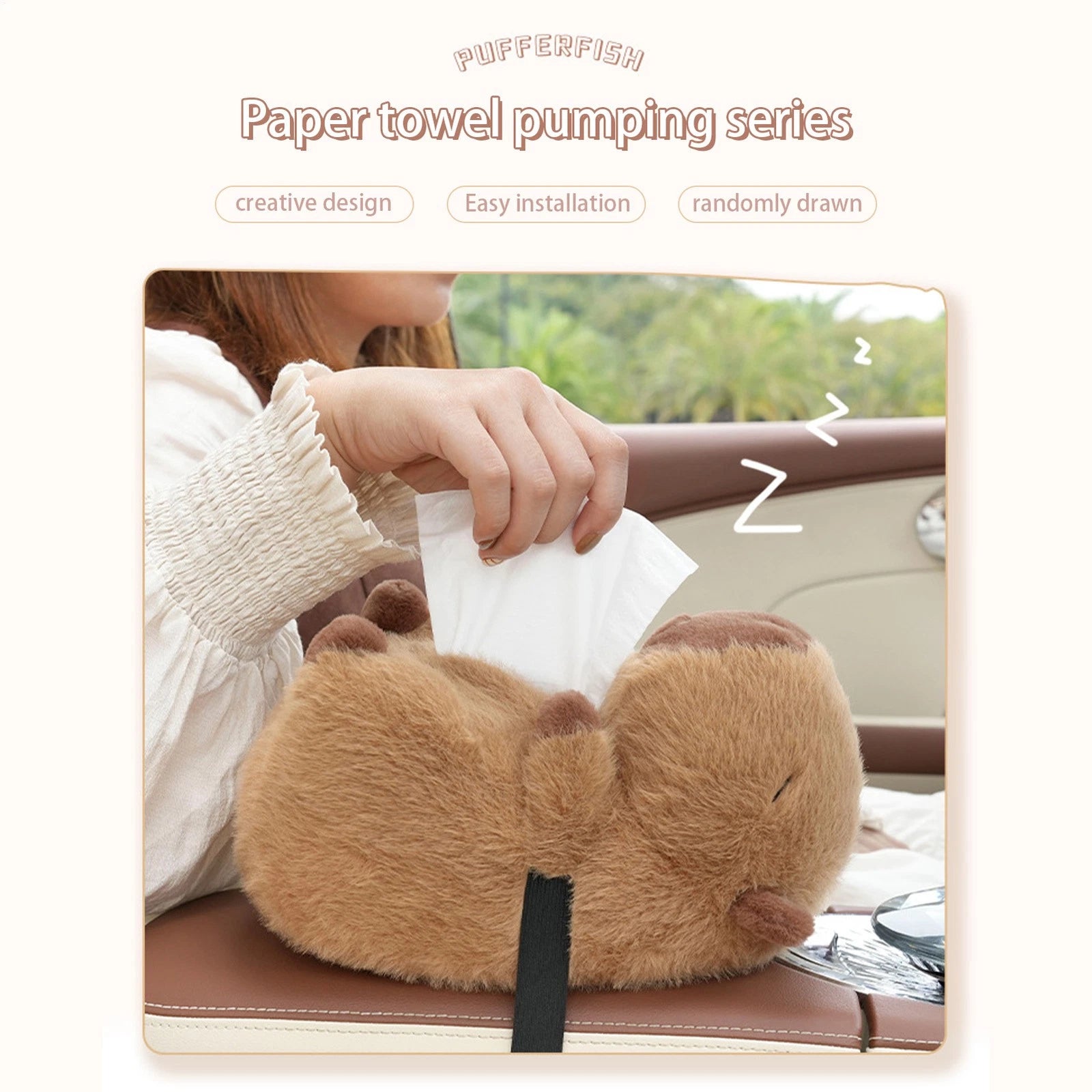 Plush Tissue Box for Car Zippered Cartoon Capybara Tissue Box for Automobile | eBay