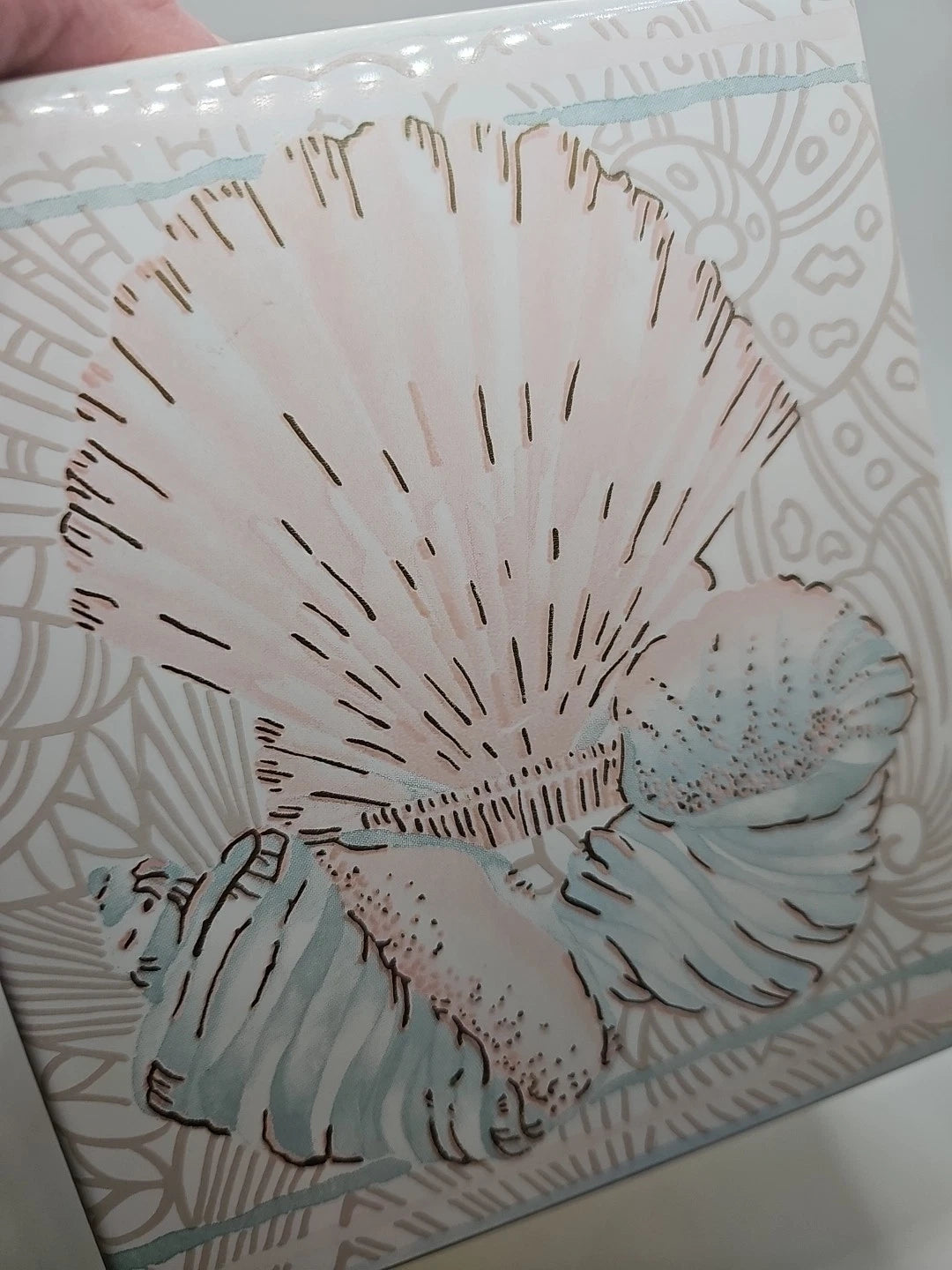 Vintage 80s JCPenney Pink Blue Seashell Acrylic Tissue Box Square | eBay