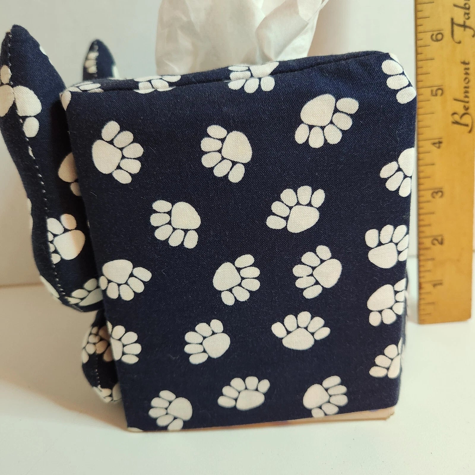 Cloth Cat Tissue Cube Box Cover Navy Blue with white paw prints | eBay