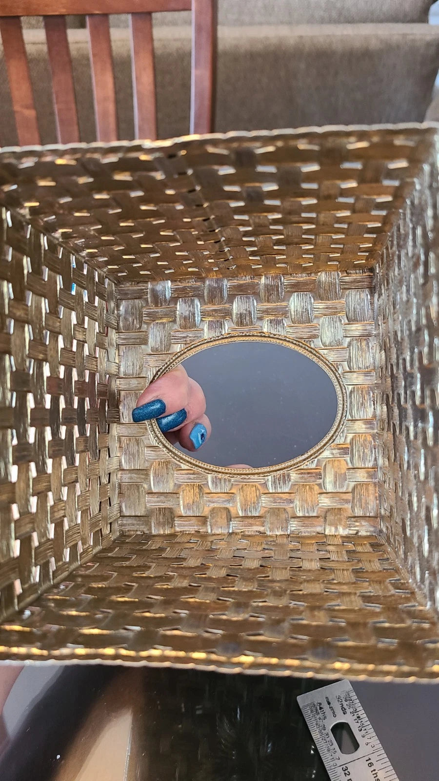 Brass tissue box in weaved pattern with strawberry leaf. Vintage | eBay