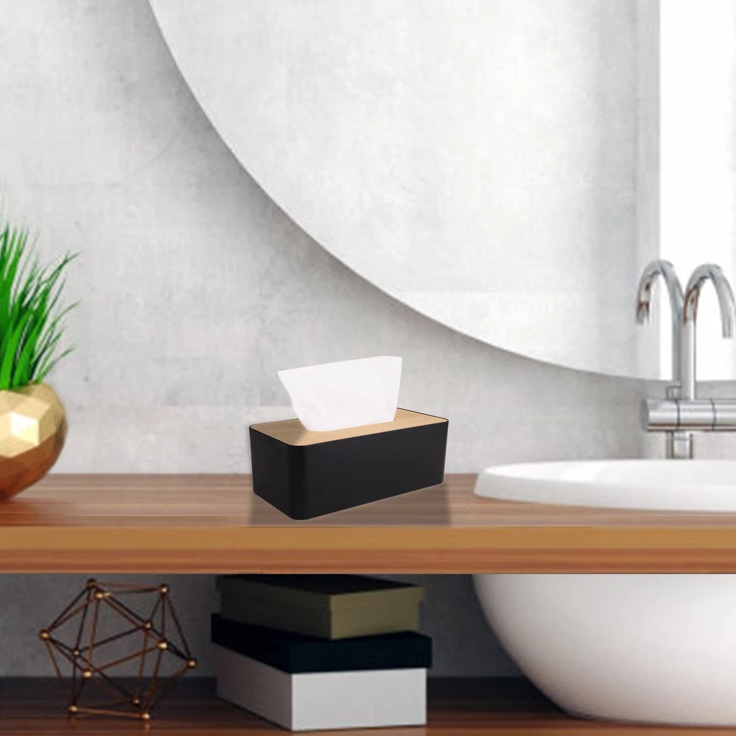 Tissue Box Cover,Tissue Holders,Tissue Box Holder for Bathrooms,Bamboo Cover ... | eBay