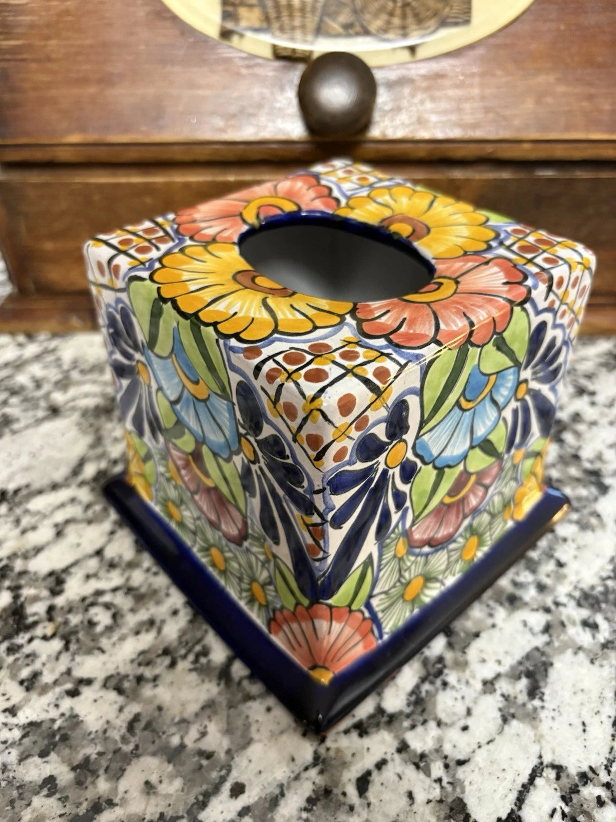 Castillo Hand Painted Mexico Floral Tissue Box Holder - Excellent Condition | eBay