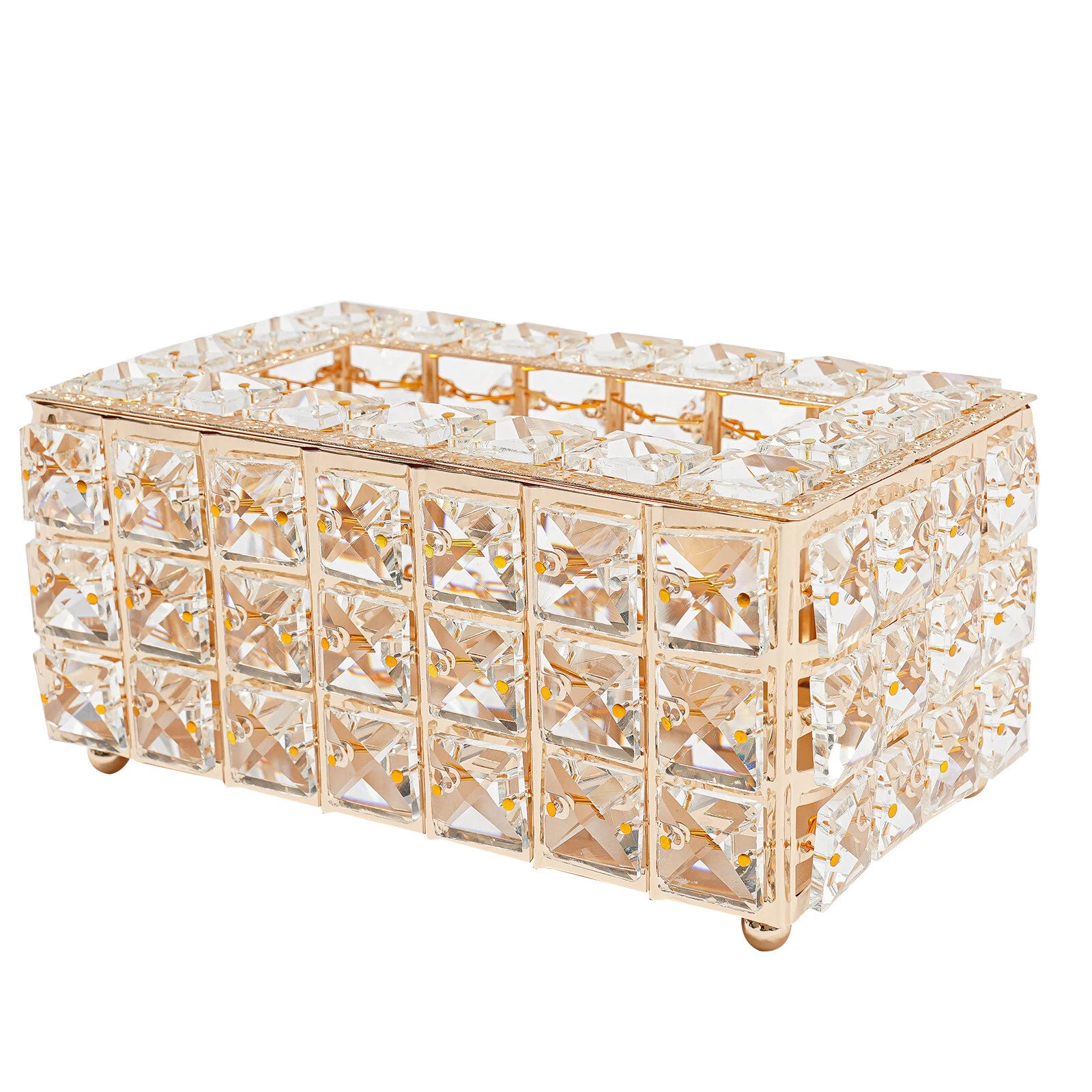 Tabletop Crystal Tissue Box Gold Paper Box Home Crystal Napkin Holder Round Pad | eBay