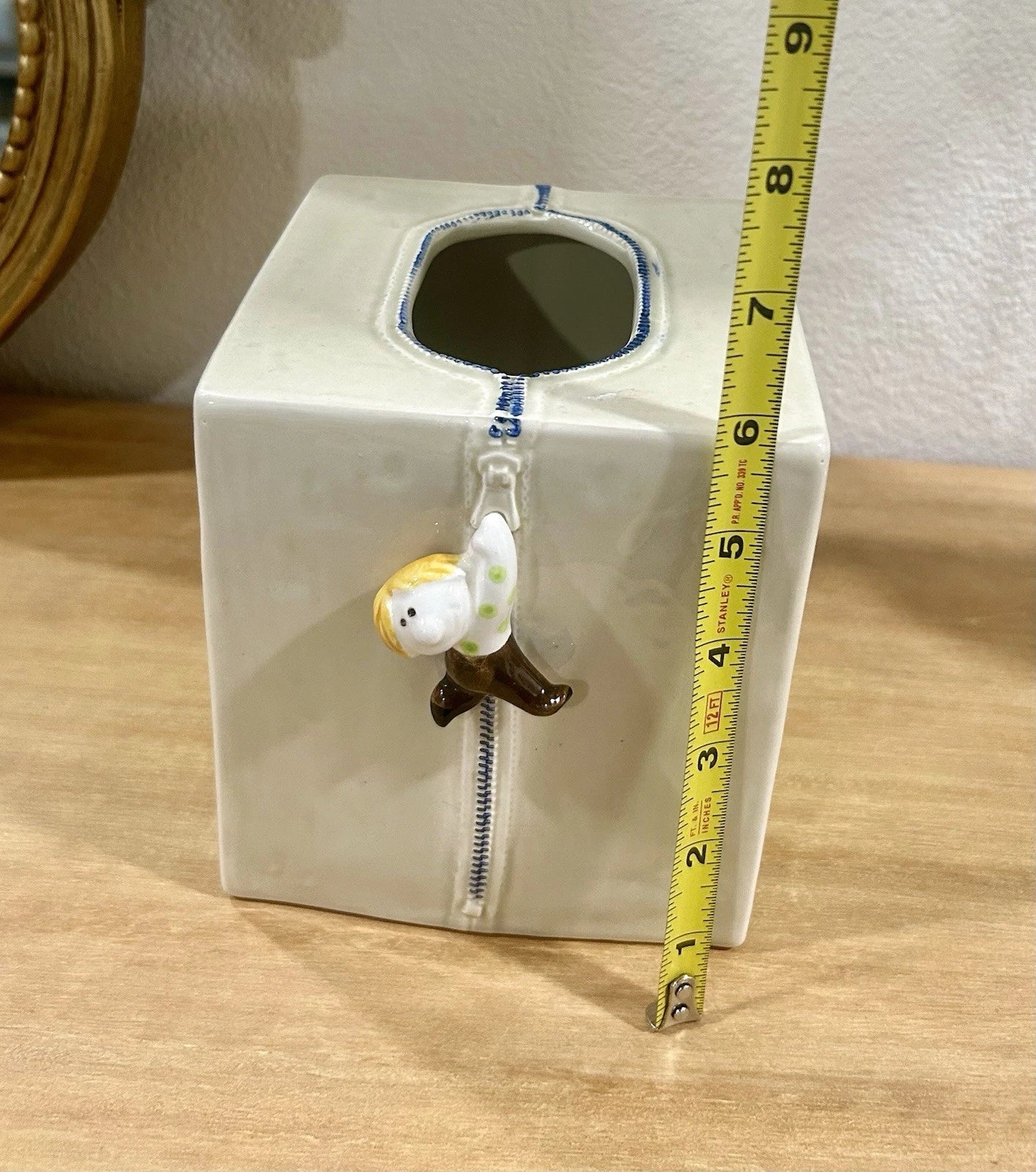 Fitz And Floyd Square Tissue Cover with Boy Hanging From Zipper | eBay