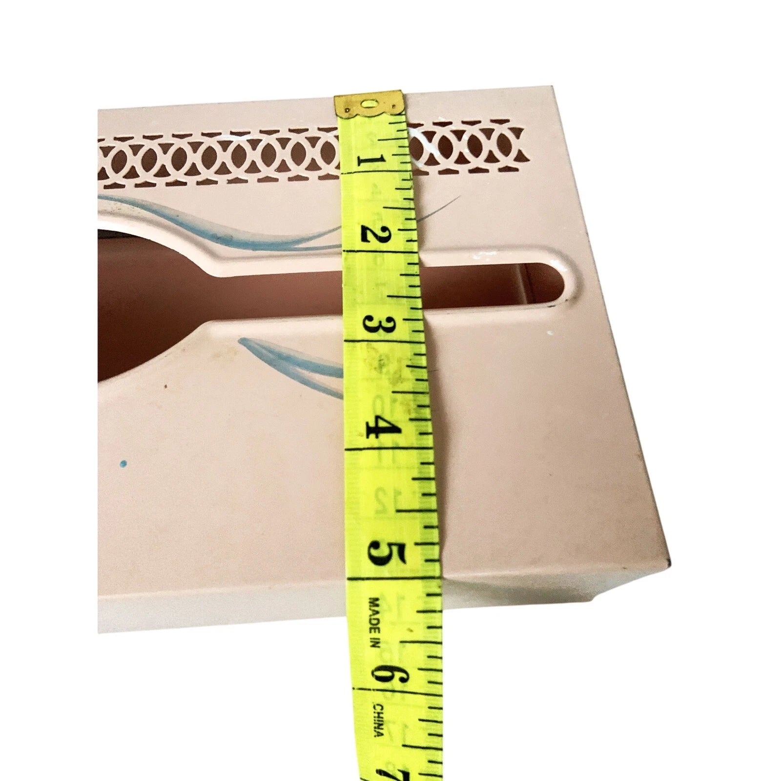 MCM Pink Tissue Box Holder Cover Hand Painted Tole Ware Metal Vanity Bath Vtg | eBay