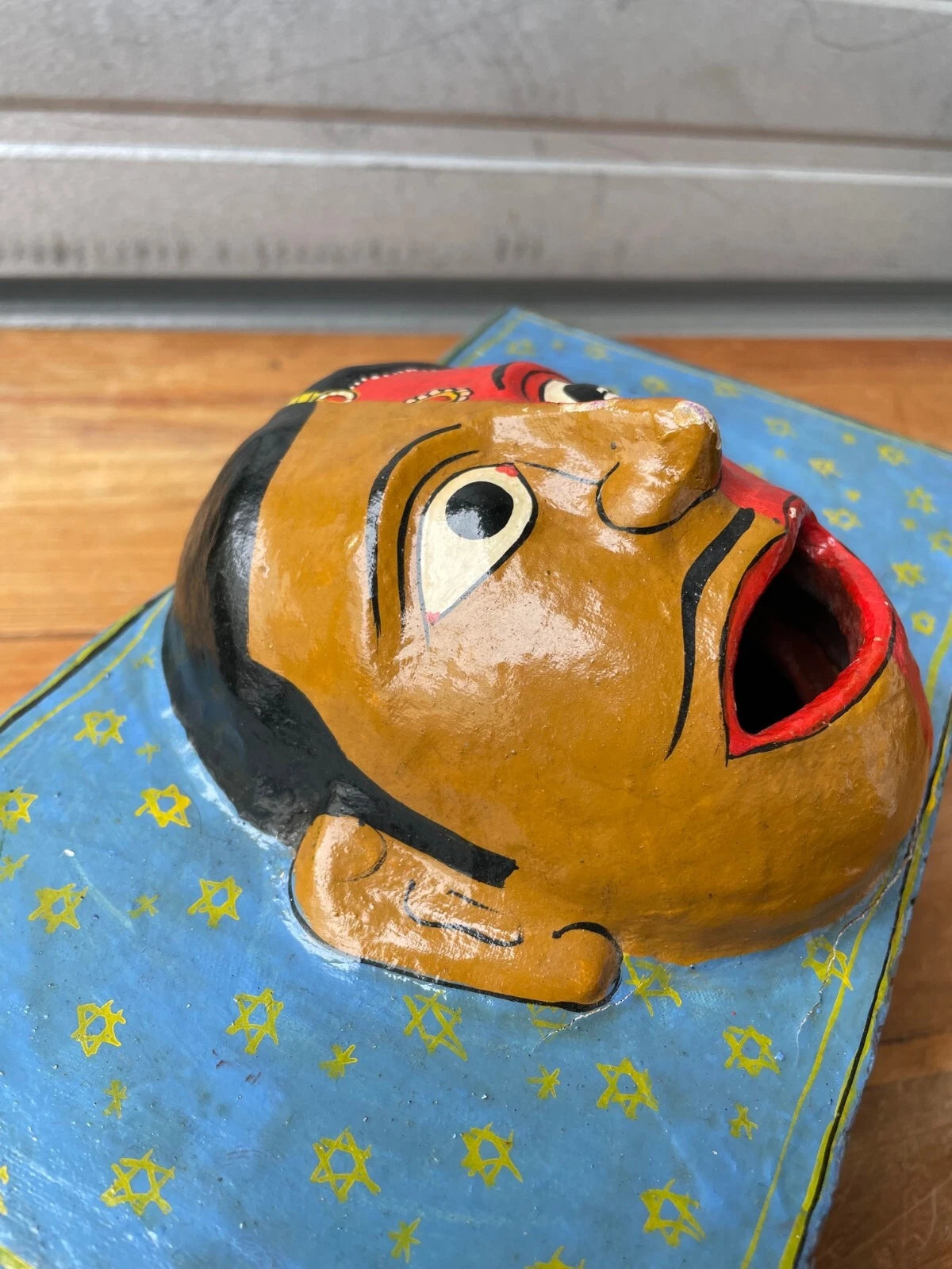 Vintage India Paper Mache Art Mask Hand Painted Handmade Tissue Box | eBay