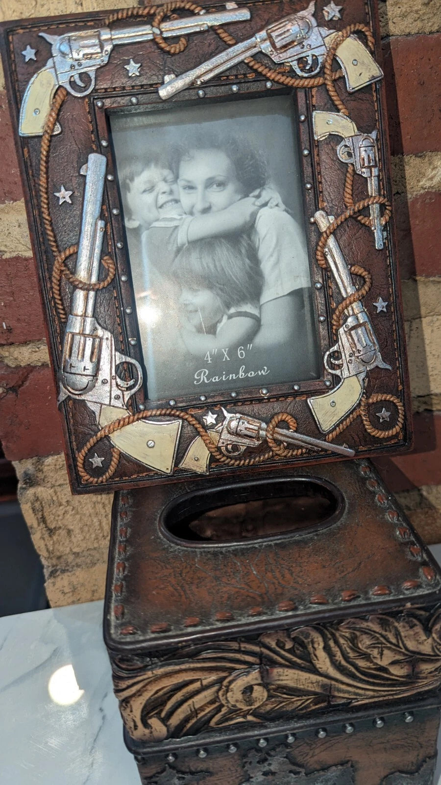 Rustic Western Wild Horses W/Gold Patterns Tissue Cover & Western Themed Frame | eBay