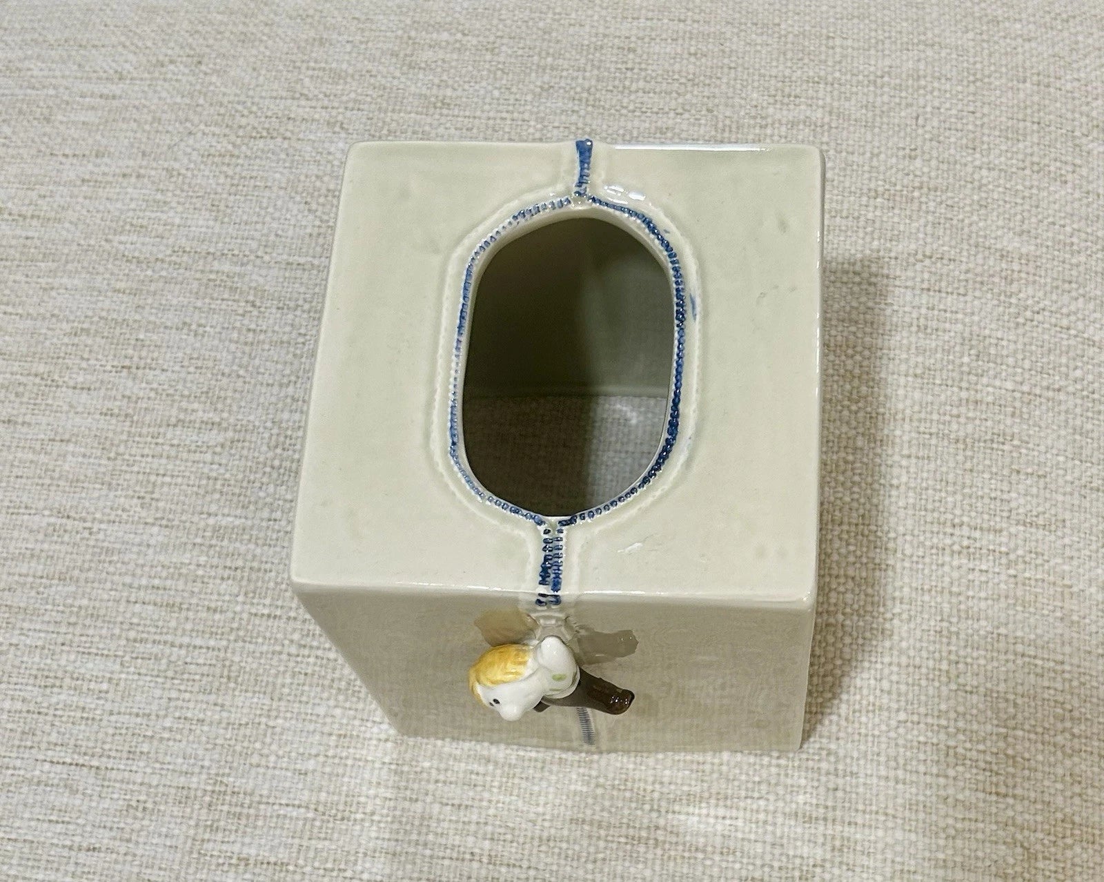 Fitz And Floyd Square Tissue Cover with Boy Hanging From Zipper | eBay