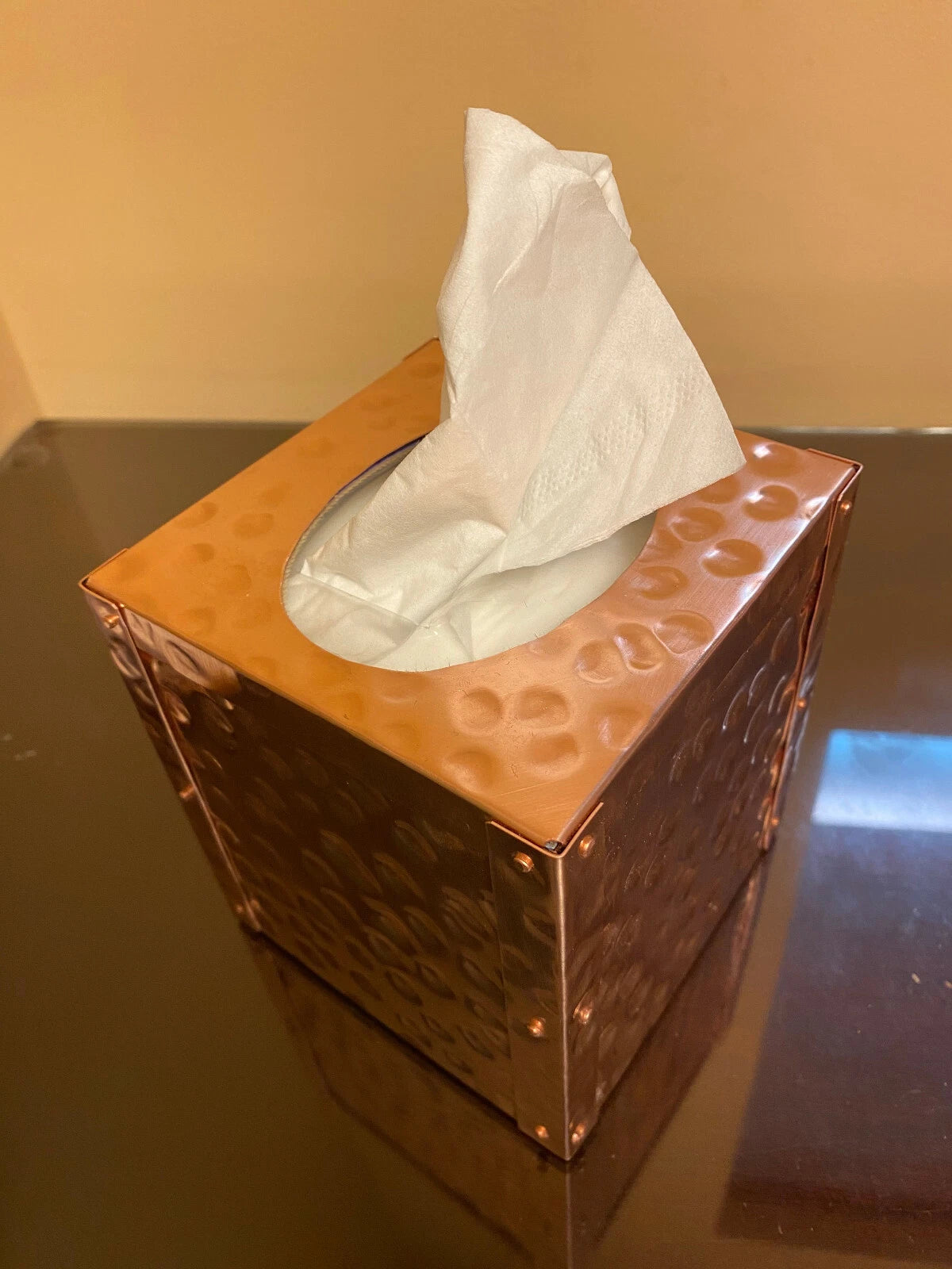 Hammered Solid Copper Tissue Box Holder Square Cube Facial Tissue Box Cover | eBay