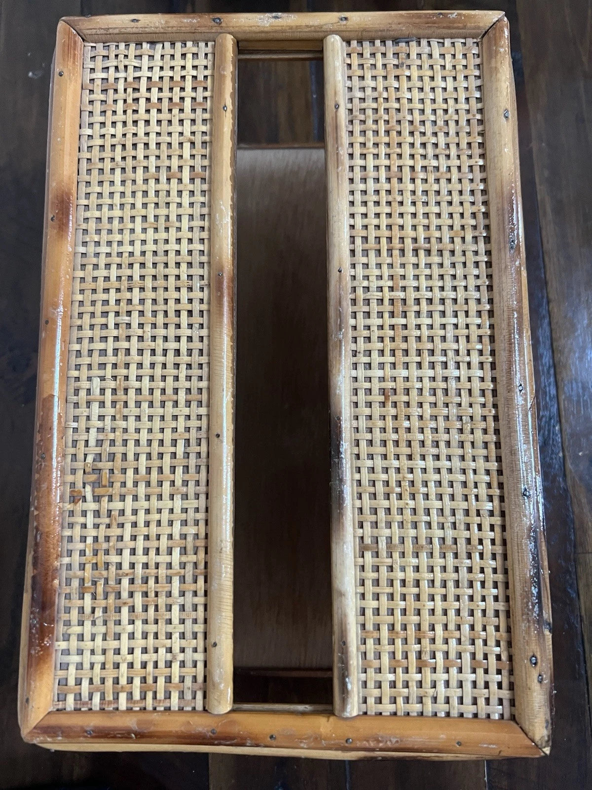 Vintage MCM Bamboo Wood Tissue Box Holder Sturdy Solid Piece | eBay