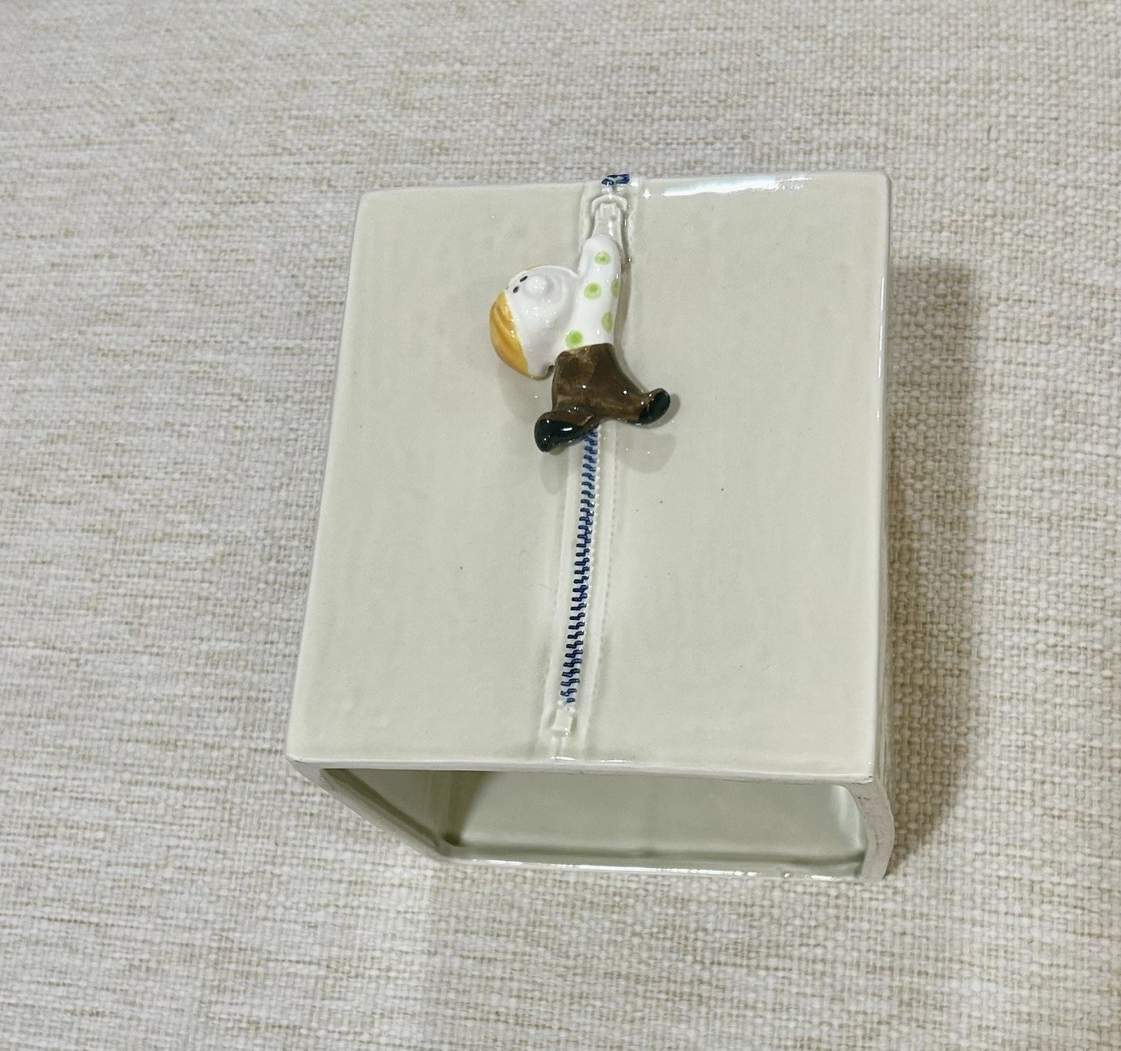 Fitz And Floyd Square Tissue Cover with Boy Hanging From Zipper | eBay