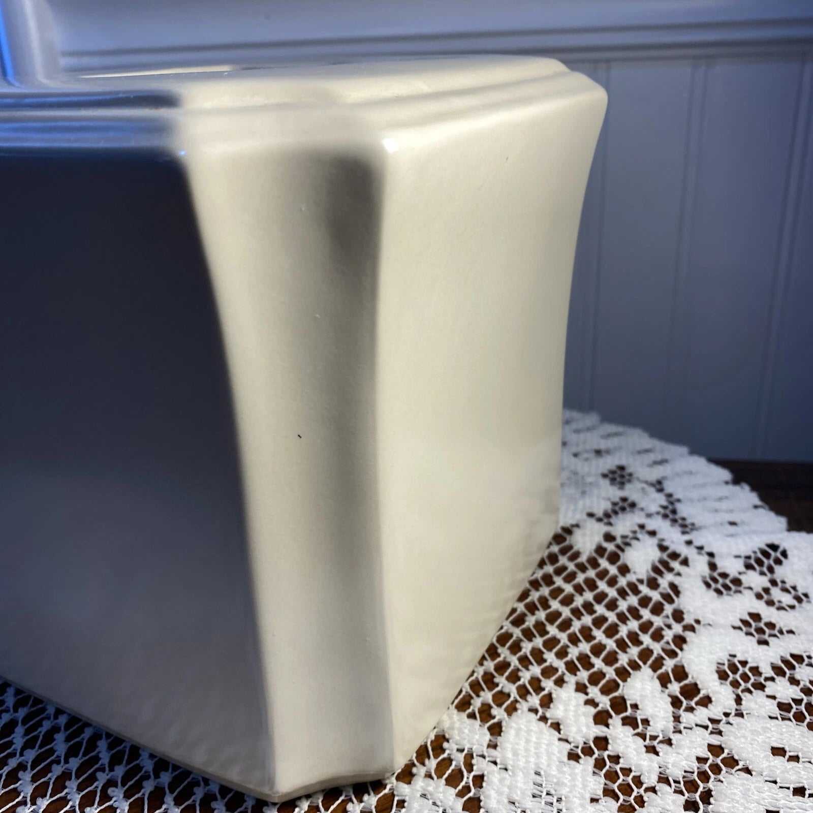 Cream Tissue Box Cover Stoneware 6” T X 6.50” W | eBay