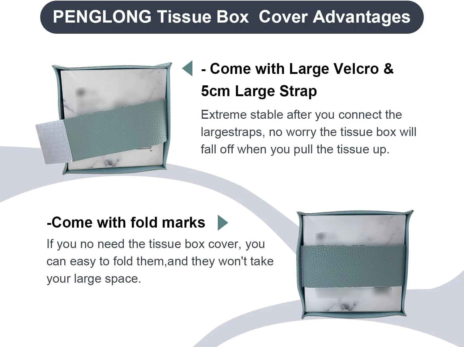 Tissue Box Cover 5X5X5'' PU Leather Tissue Holder Square 1Pack Light Blue | eBay