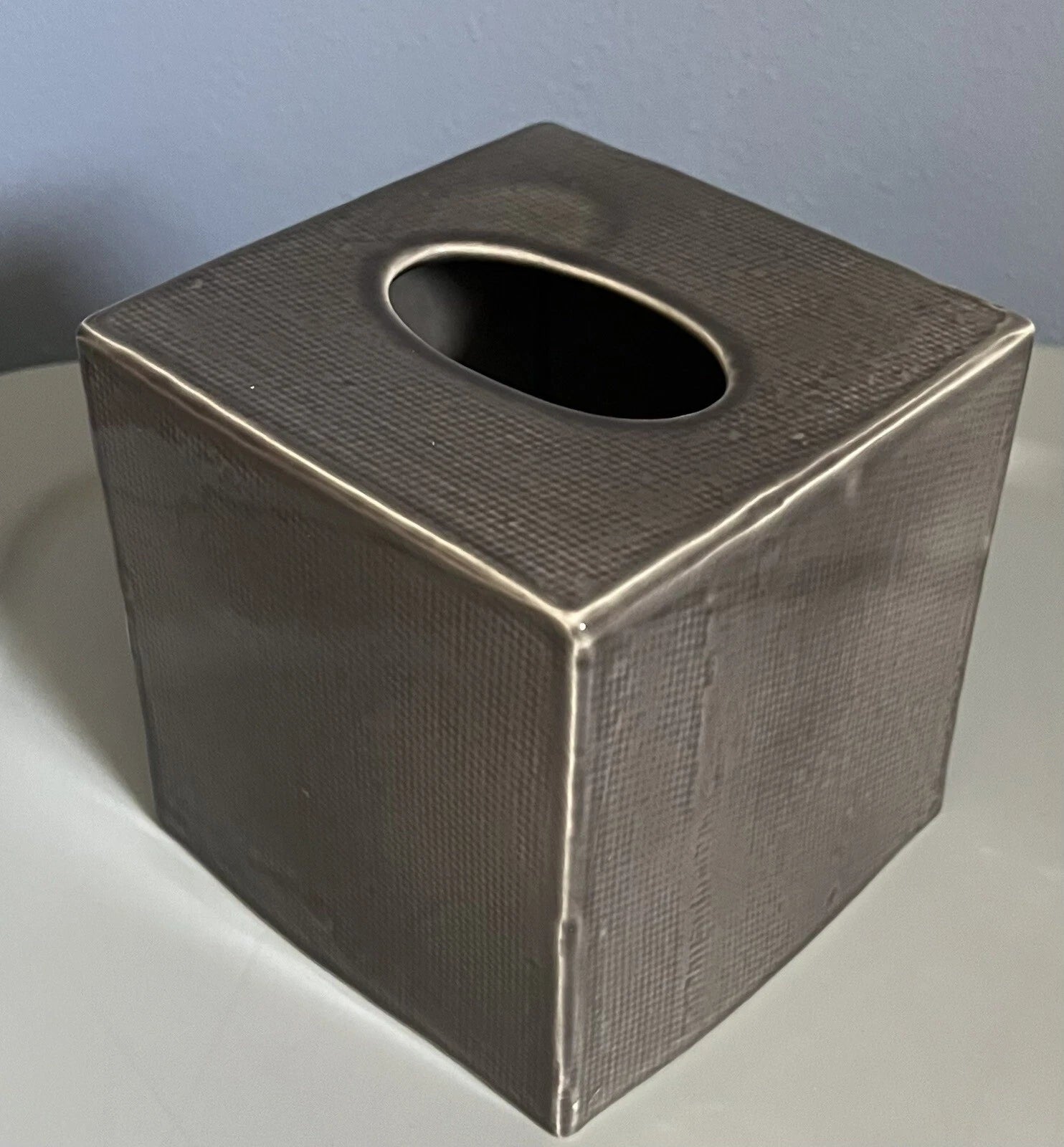 Pigeon & Poodle Cordoba Gray Burlap Tissue Box Square Ceramic Made in Portugal | eBay