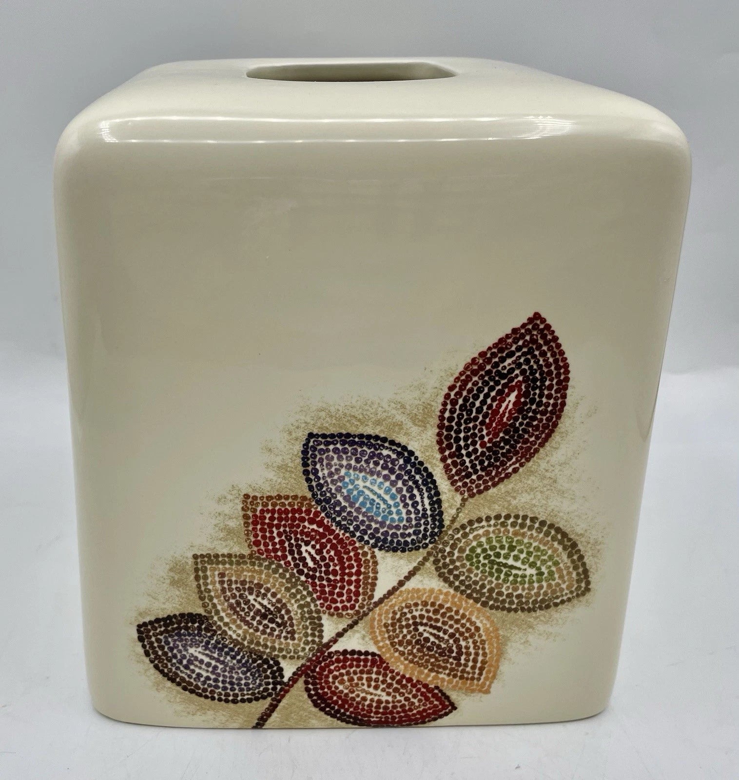 Croscill Mosaic Leaves Square Ceramic Tissue Box Cover - Excellent!! | eBay