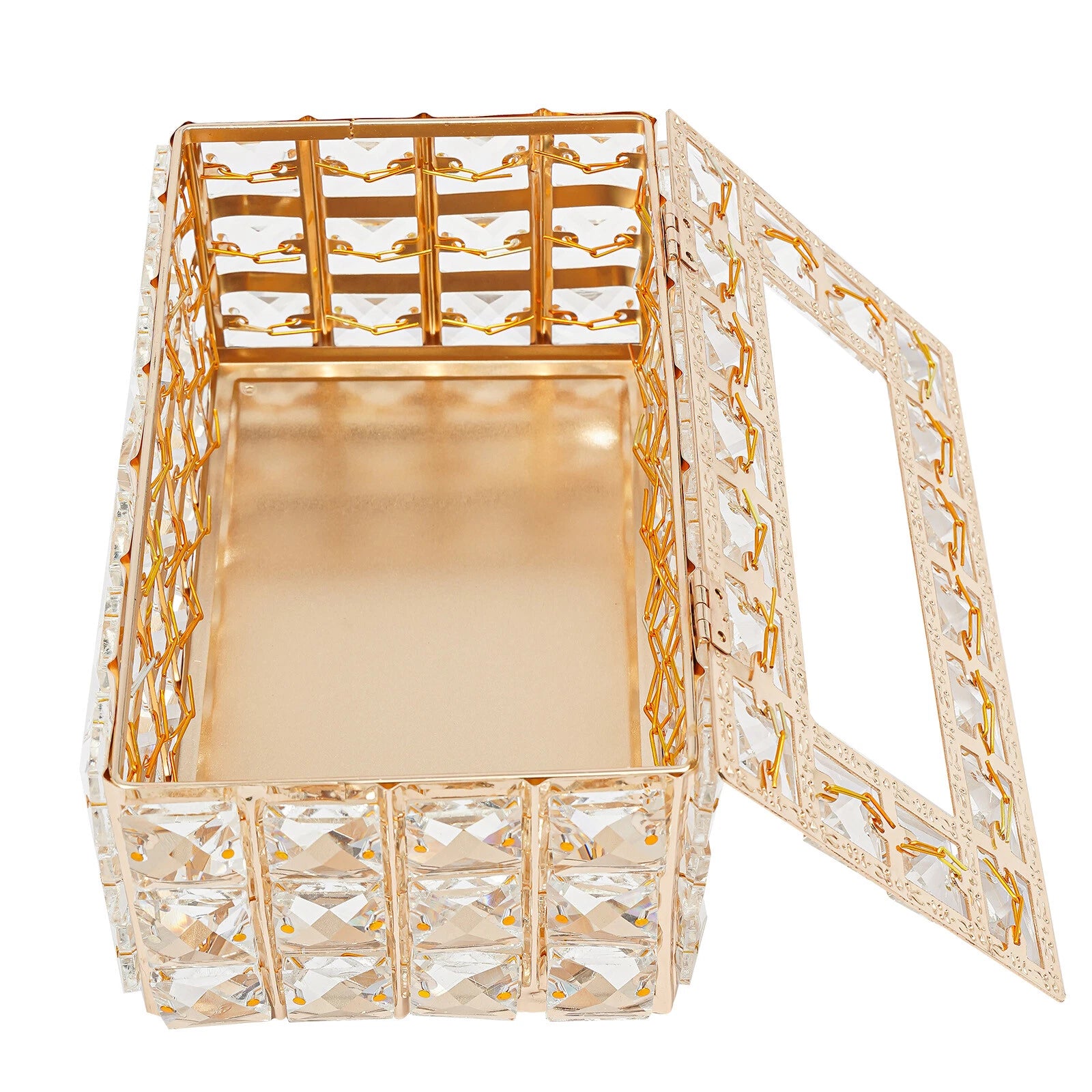 Tabletop Crystal Tissue Box Gold Paper Box Home Crystal Napkin Holder Round Pad | eBay