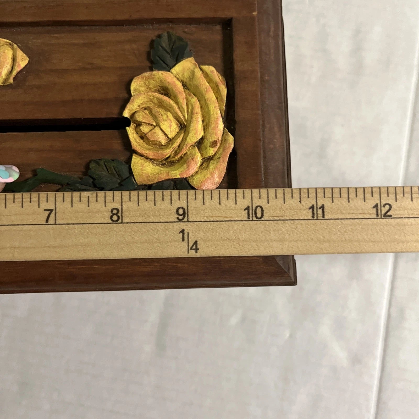 Vintage Hand Carved Wooden Tissue Box Holder Box Yellow Floral Boho Hippie | eBay