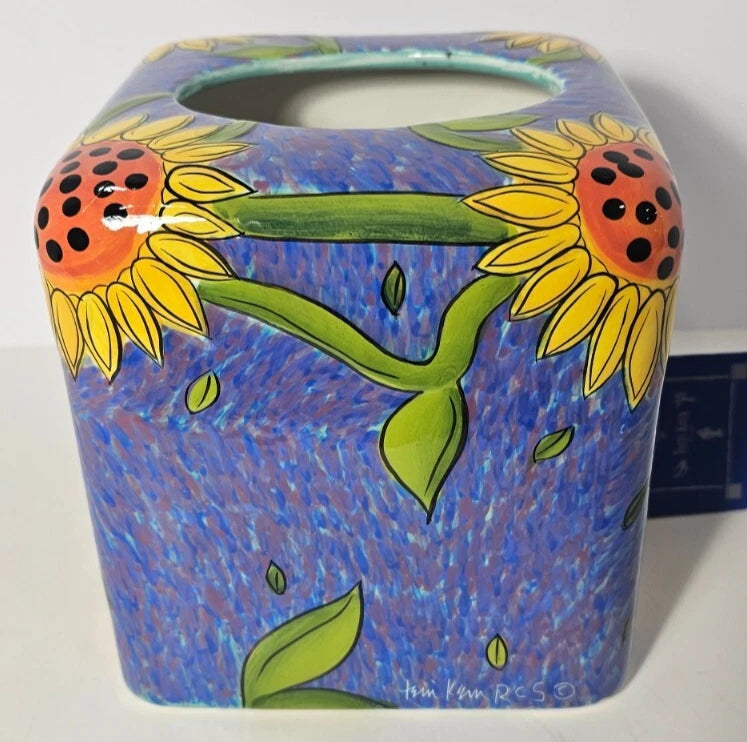 NIB VTG Terri Kern Designs Ceramic Tissue Cover Sunflower 2005 Bright Colors | eBay