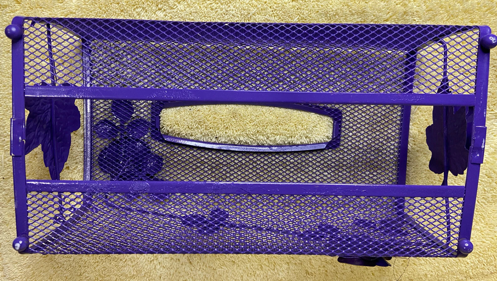 Vintage Purple Tissue Box Holder Wire Mesh Metal Purple Roses 80s Hollywood | eBay