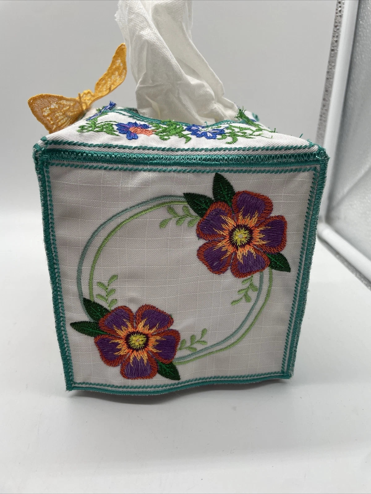 Cube Tissue Box Cover Hummingbird Butterfly Floral Flowers | eBay