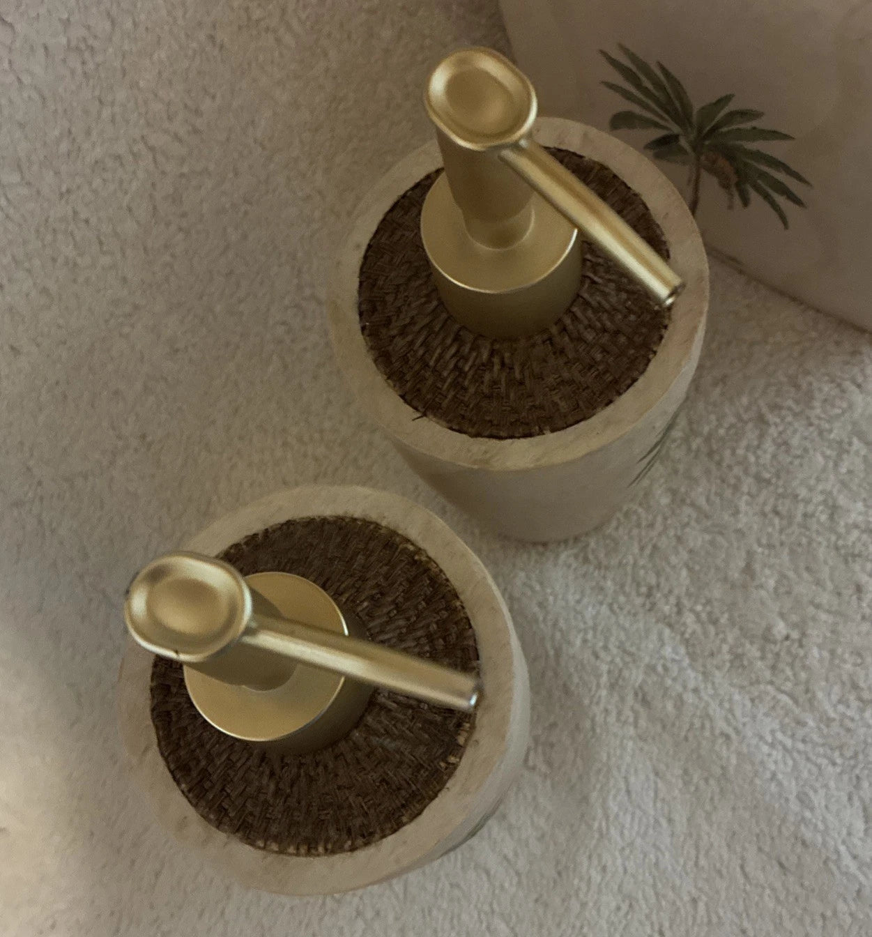 Croscill Tissue Box Cover And Two Soap Dispensers West Palm Trees Hand painted | eBay