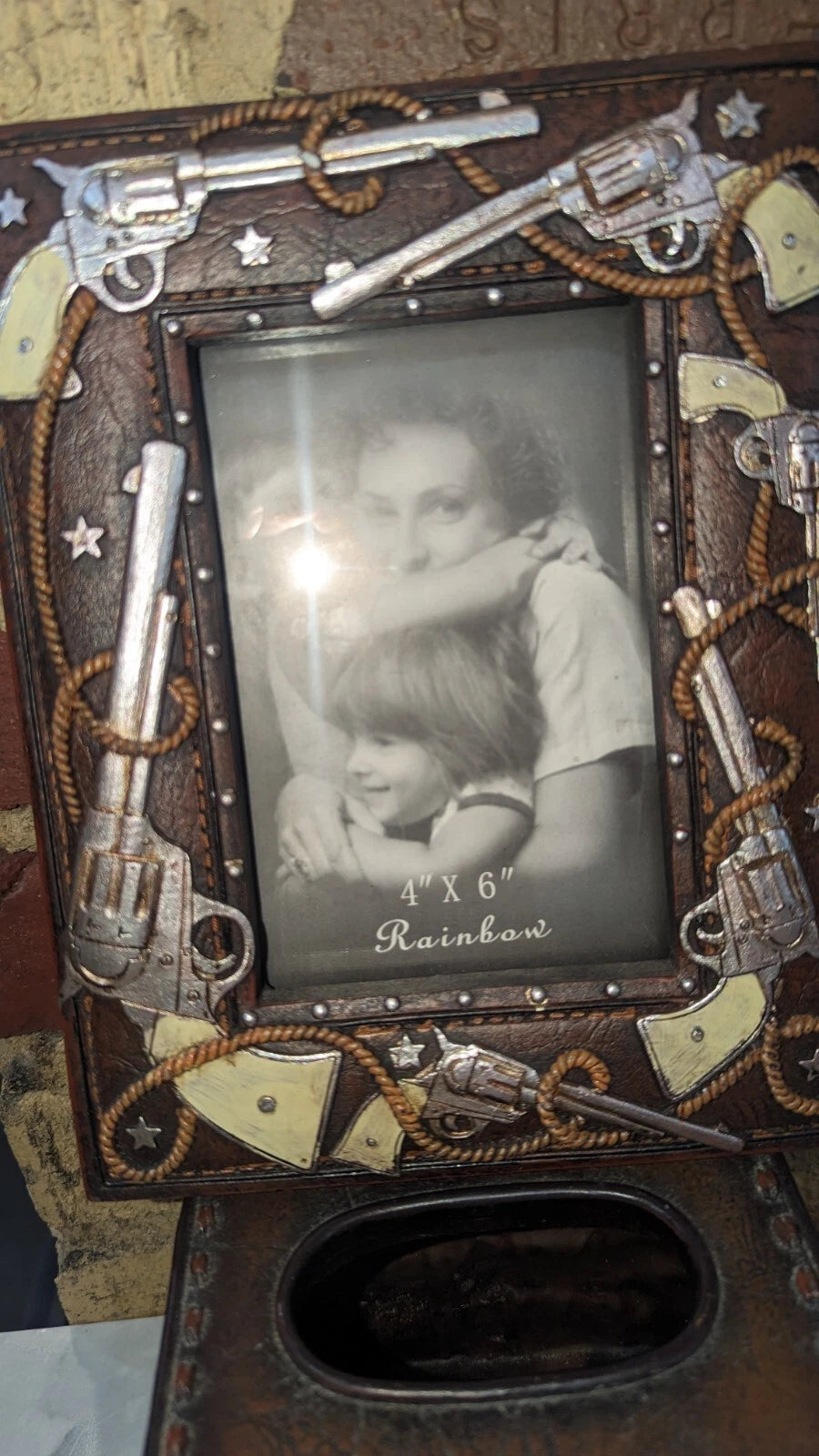 Rustic Western Wild Horses W/Gold Patterns Tissue Cover & Western Themed Frame | eBay