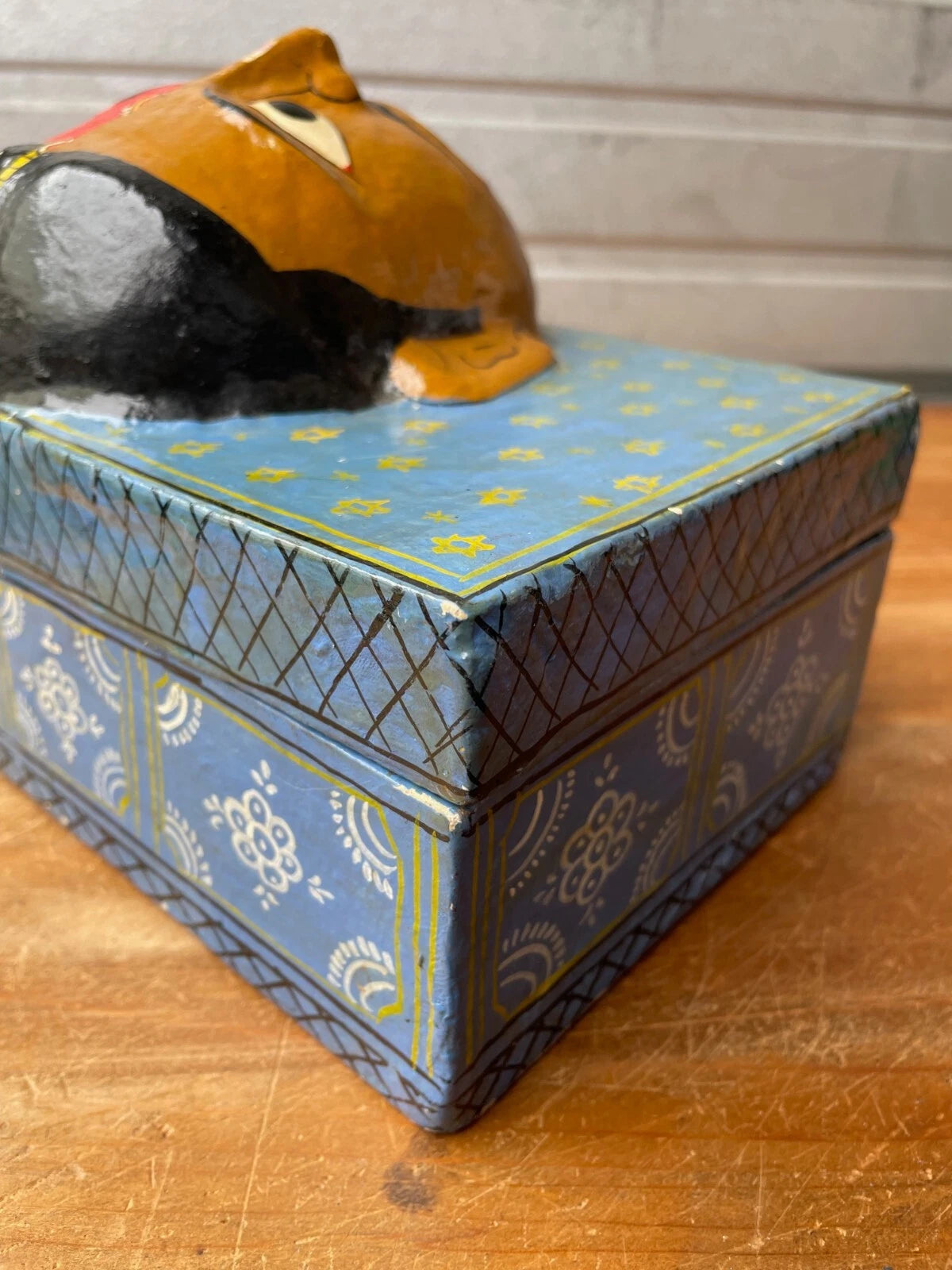 Vintage India Paper Mache Art Mask Hand Painted Handmade Tissue Box | eBay