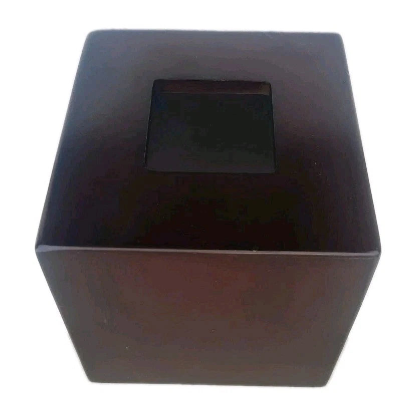 Tissue Square Box Holder Vanity Bathroom Dark Wood Brush Nickel Inlay Stripes | eBay