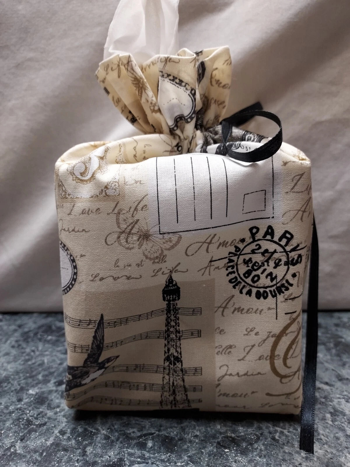Eiffel Tower Paris Birds Roses on Cotton Fabric Handmade square Tissue Box Cover | eBay
