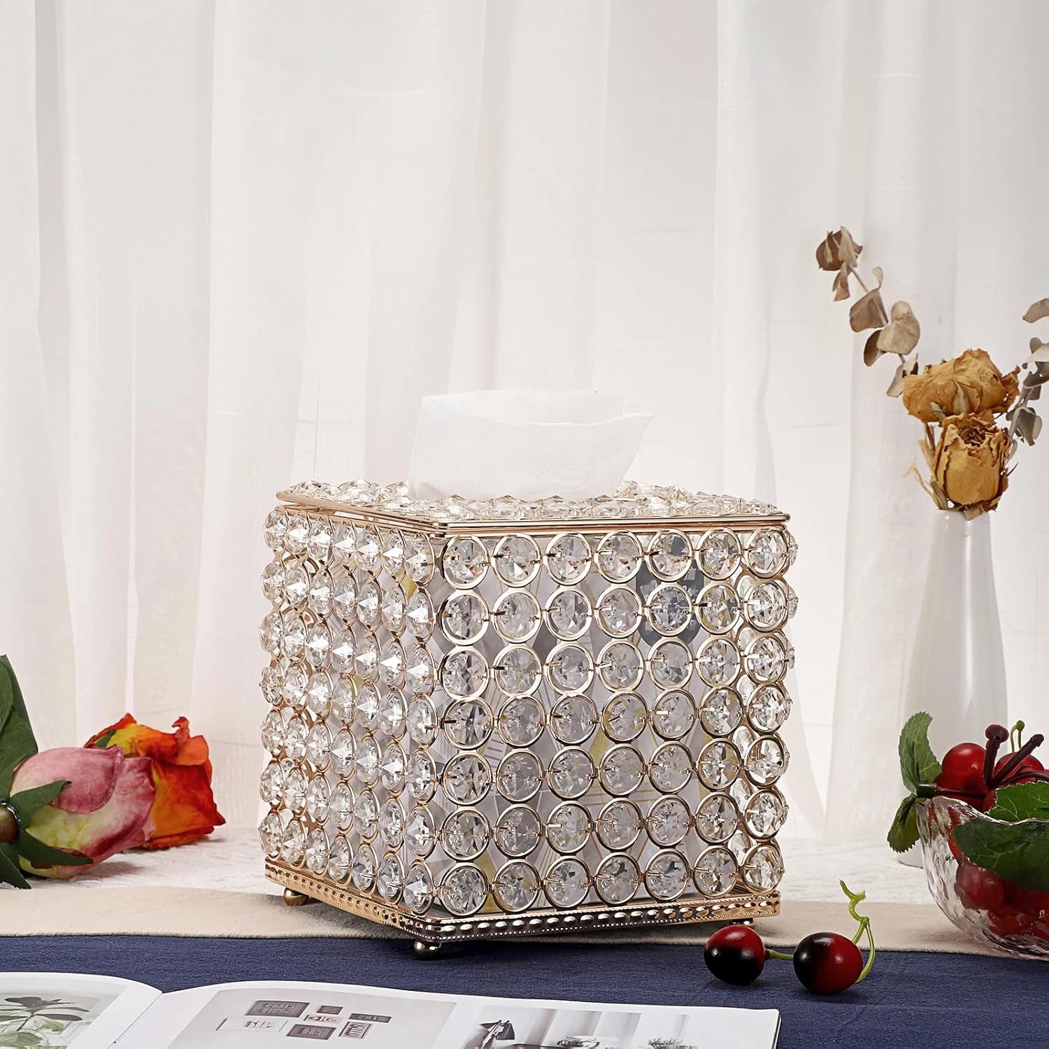 Crystal Square Tissue Box Cover - Sparkling Glass Cube Tissue Box Holder, Decora | eBay