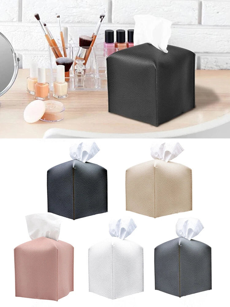 Tissue Holder Tissue Case Paper Box Paper Holder Leather Tissue Box Home Square | eBay