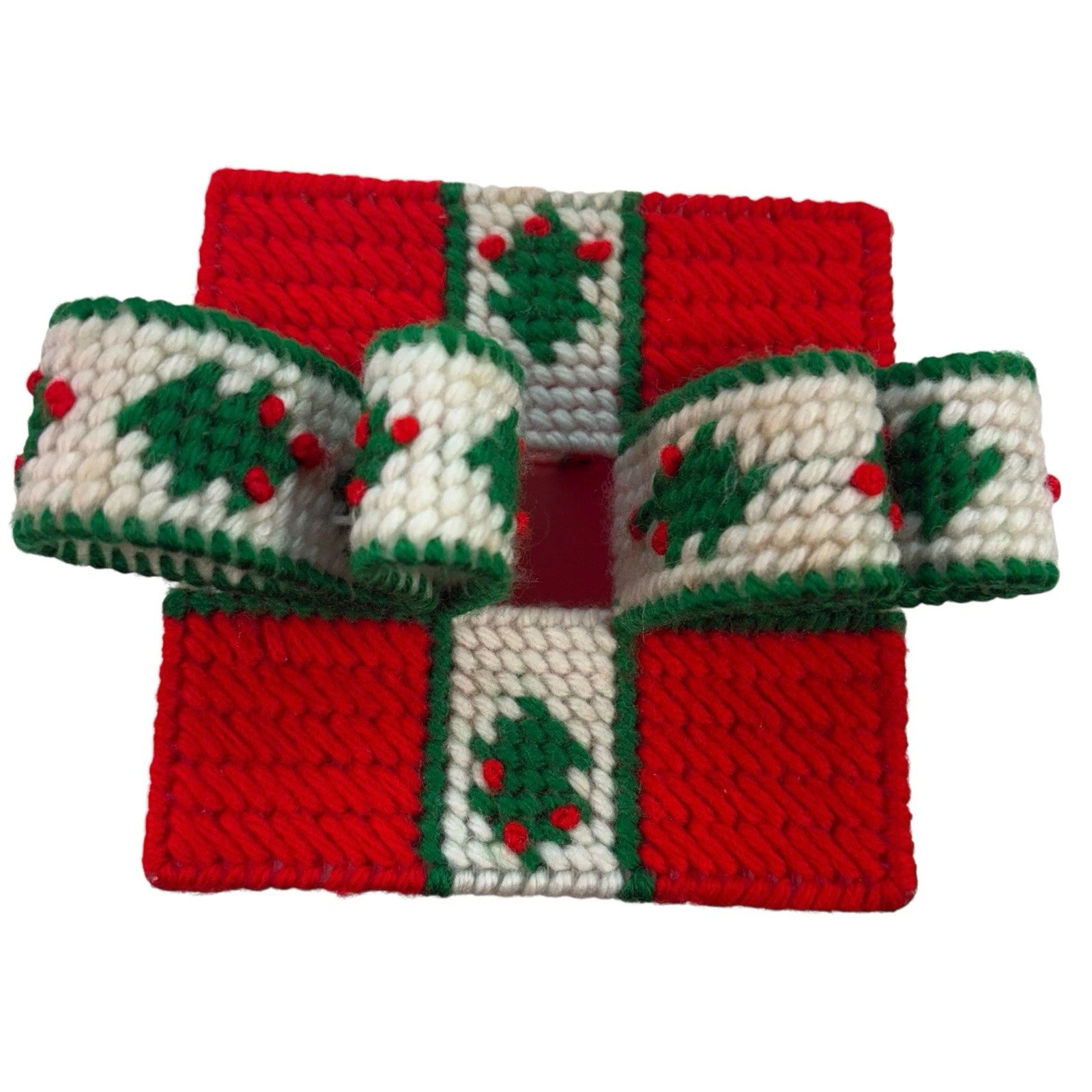 Vintage Plastic Canvas Needlepoint Christmas Square Tissue Cover Box Lot of 2 | eBay