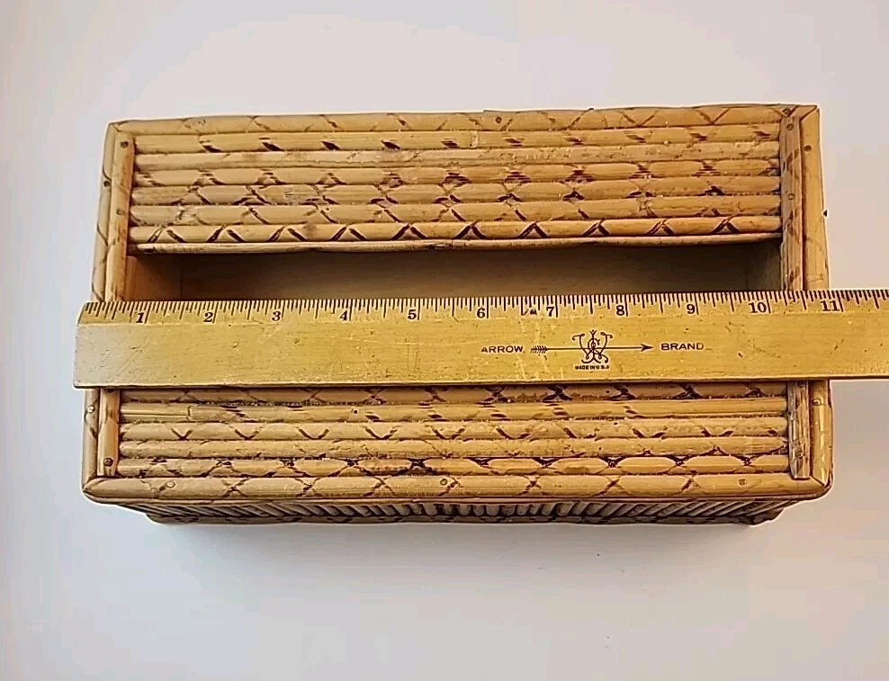 Boho Burnt Bamboo Rectangle Tissue Box Cover With Slid Out Bottom Tiki Bar | eBay