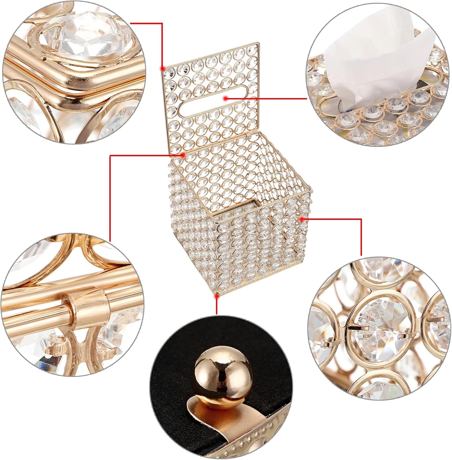 Crystal Square Tissue Box Cover - Sparkling Glass Cube Tissue Box Holder, Decora | eBay