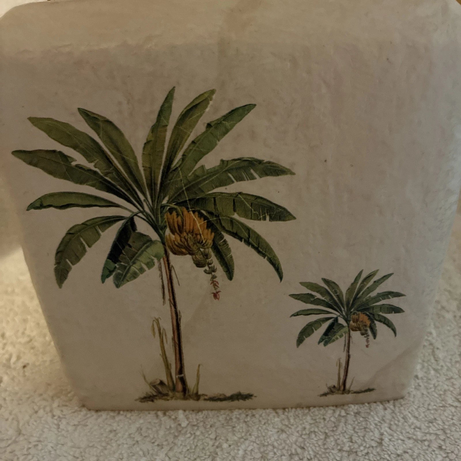 Croscill Tissue Box Cover And Two Soap Dispensers West Palm Trees Hand painted | eBay