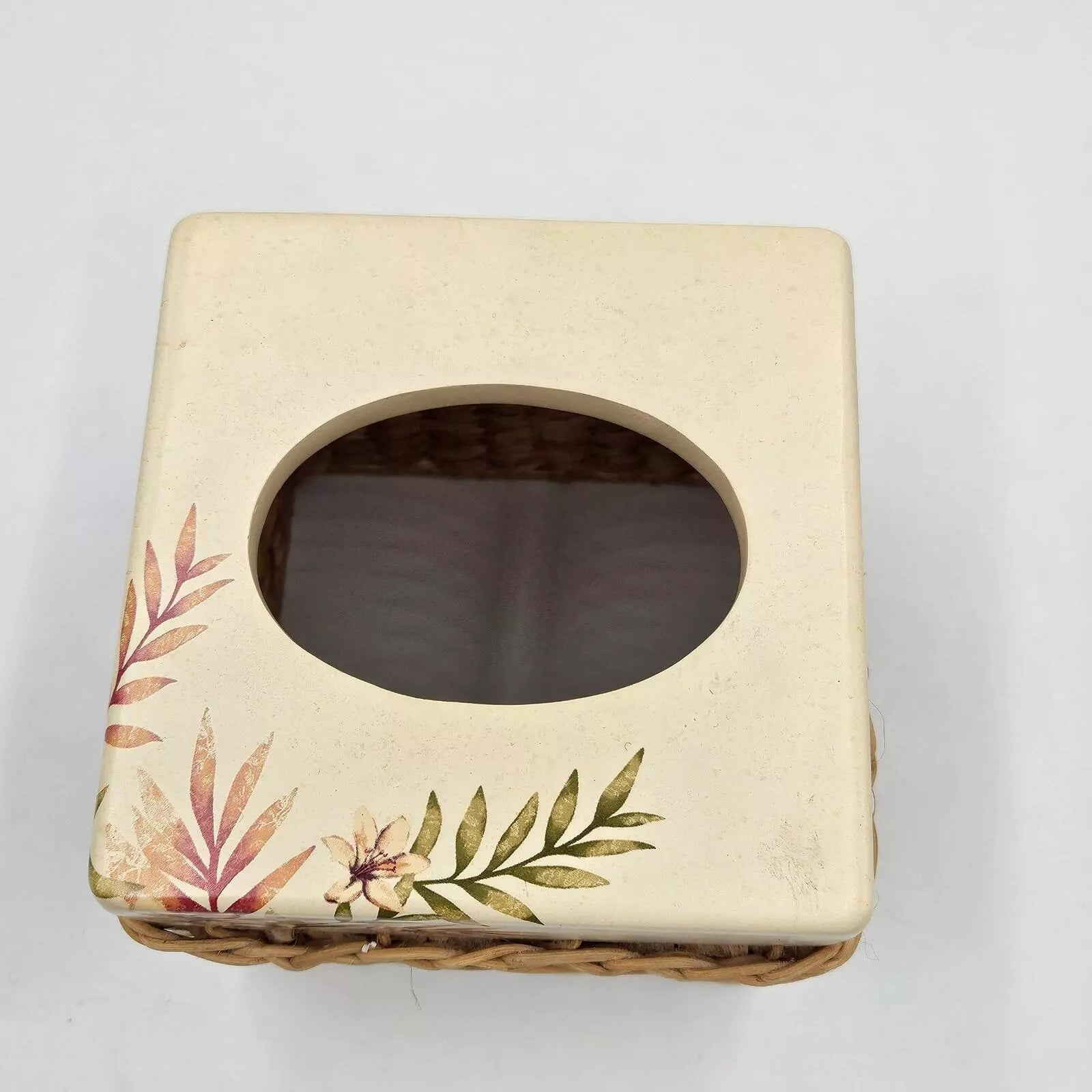Vintage Maui Floral Tissue Box Wicker Ceramic Cover 6"×6" Cottagecore Coastal | eBay