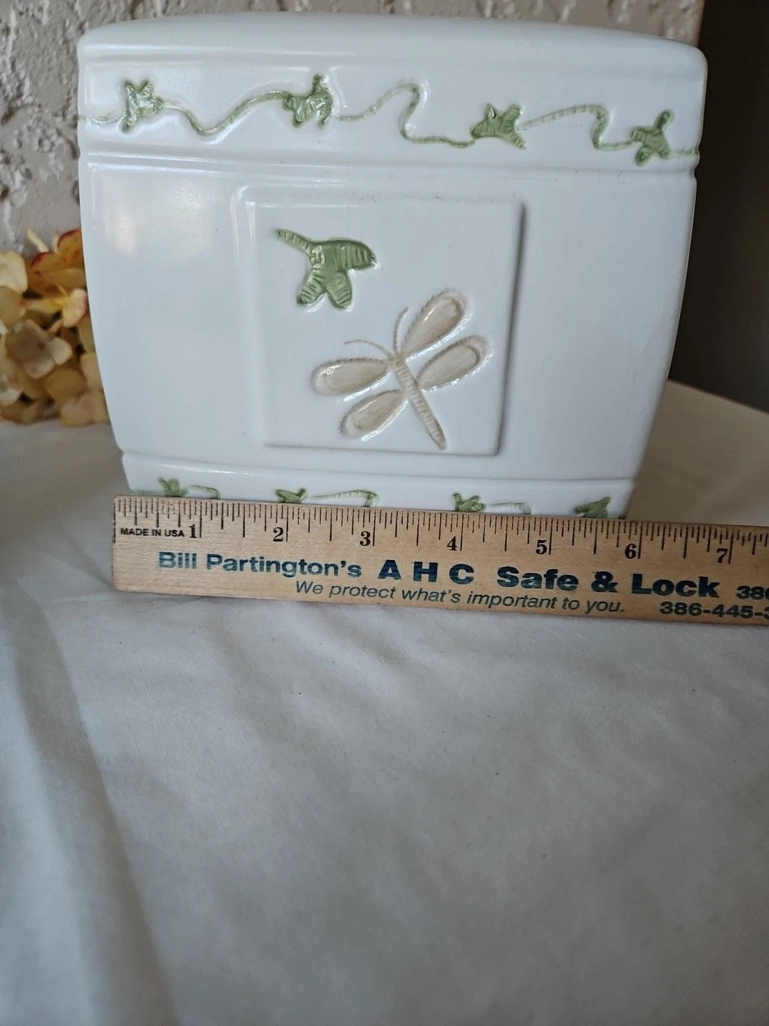 Dragonfly Square Ceramic Tissue Box Cover White Green Purple | eBay