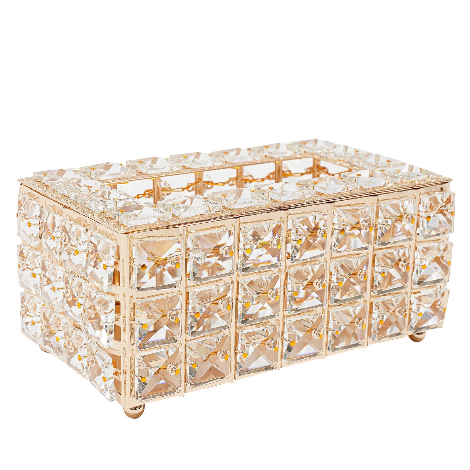 Tabletop Crystal Tissue Box Gold Paper Box Home Crystal Napkin Holder Round Pad | eBay