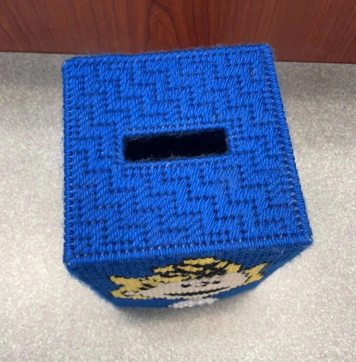 Peanuts Lucy Handmade 5.5" Plastic Canvas Tissue Box Holder Sewn Blue | eBay