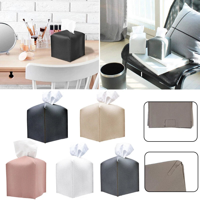 Tissue Holder Tissue Case Paper Box Paper Holder Leather Tissue Box Home Square | eBay