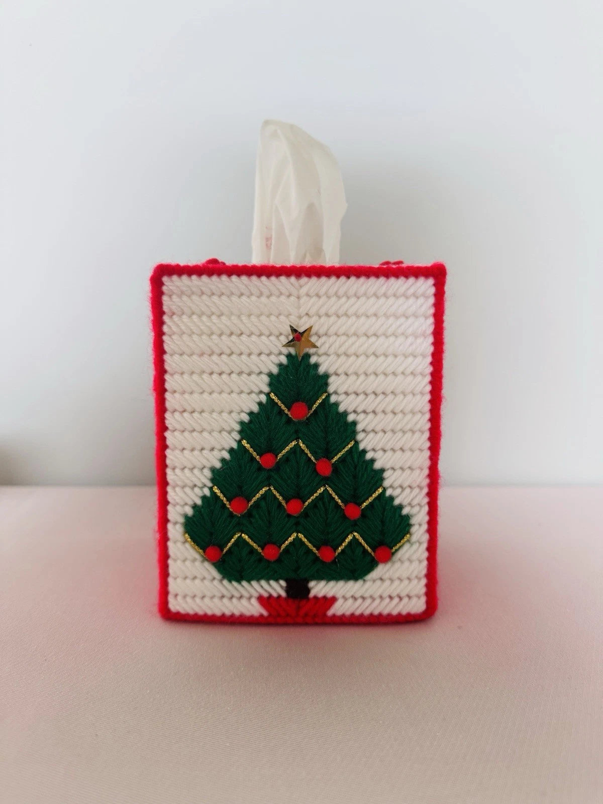 Vintage Handmade Christmas Tree Tissue Box Cover Holiday Decor | eBay