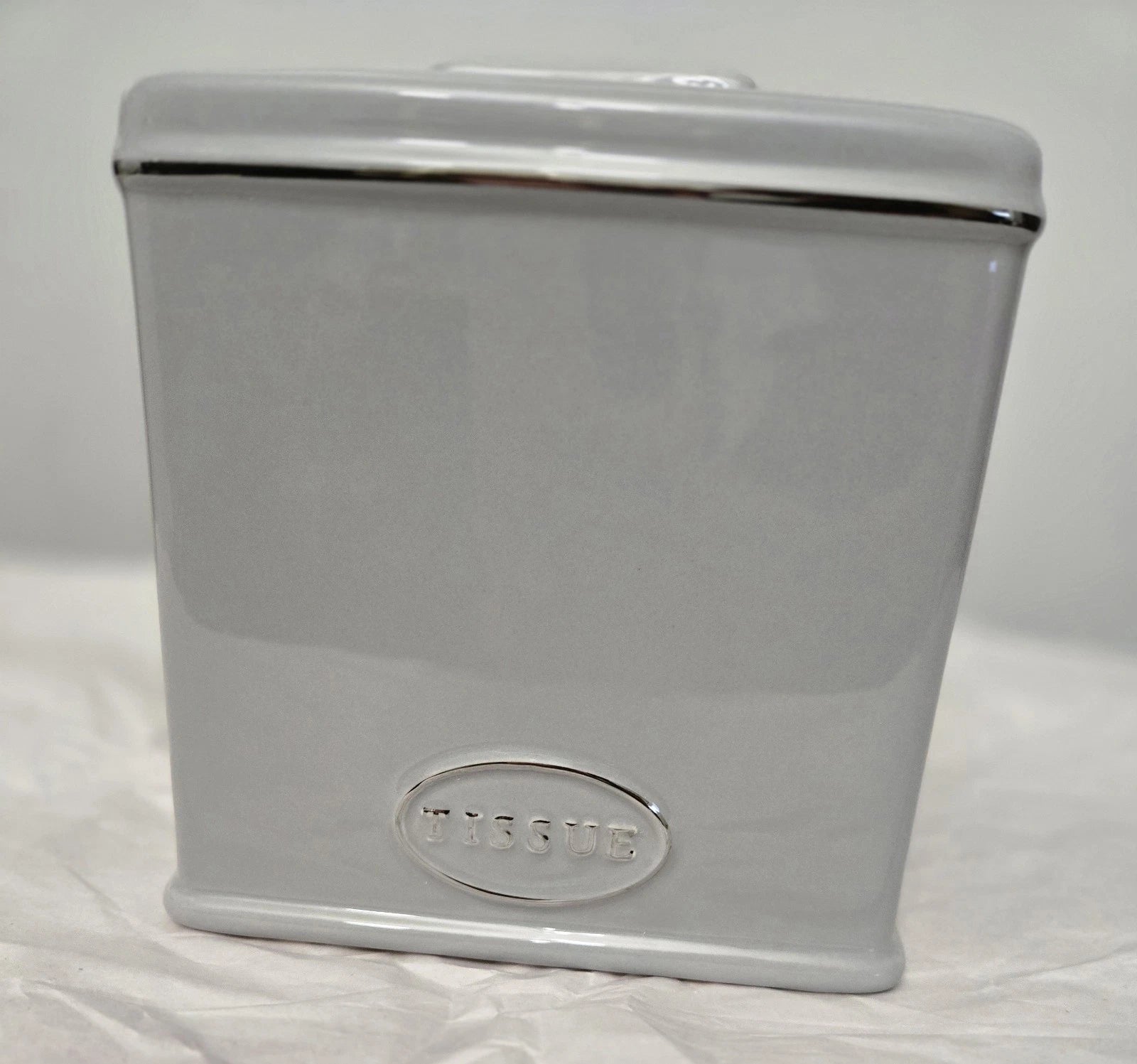 Porcelain Gray And Silver Tissue Holder | eBay