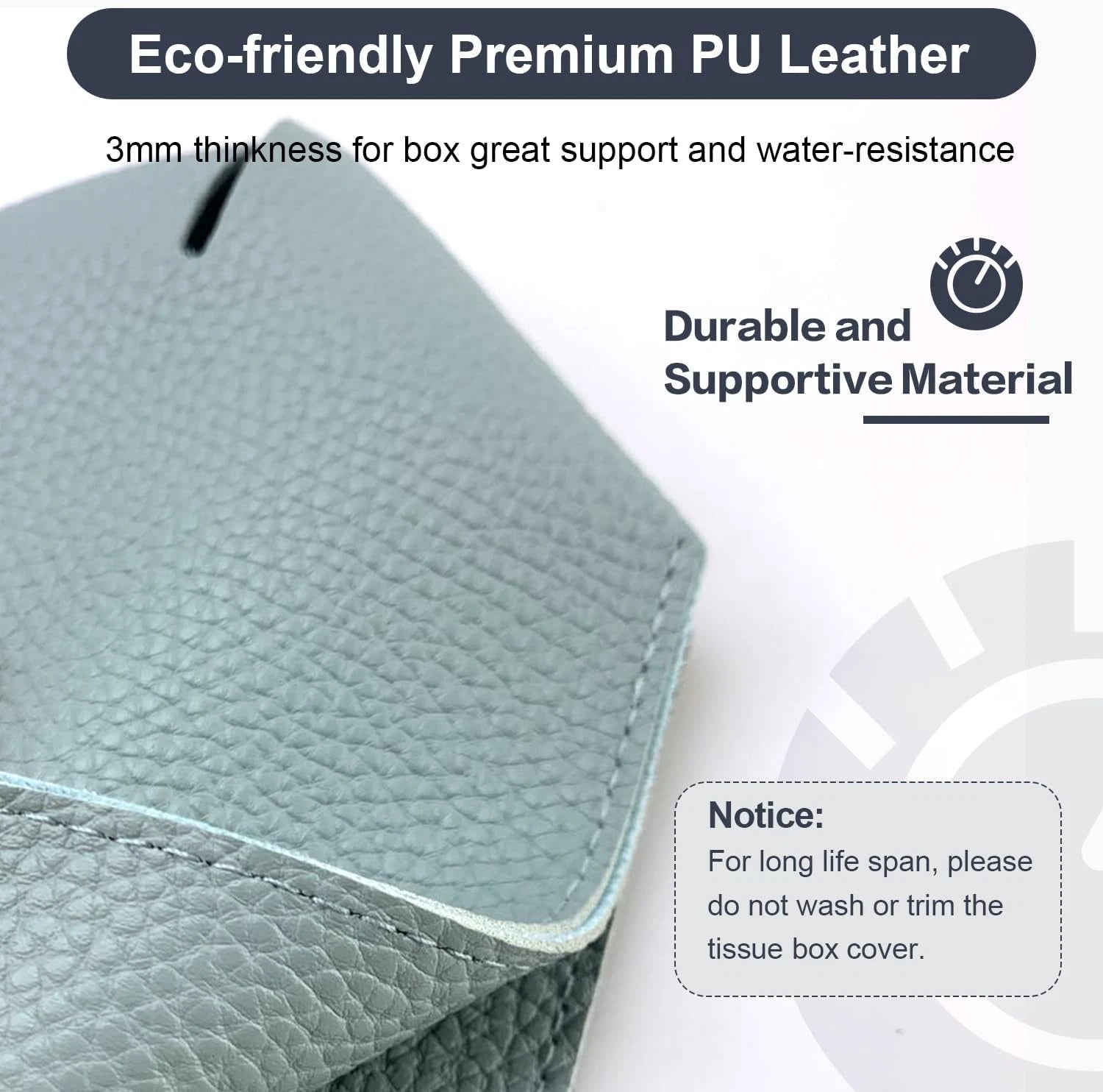 Tissue Box Cover 5X5X5'' PU Leather Tissue Holder Square 1Pack Light Blue | eBay